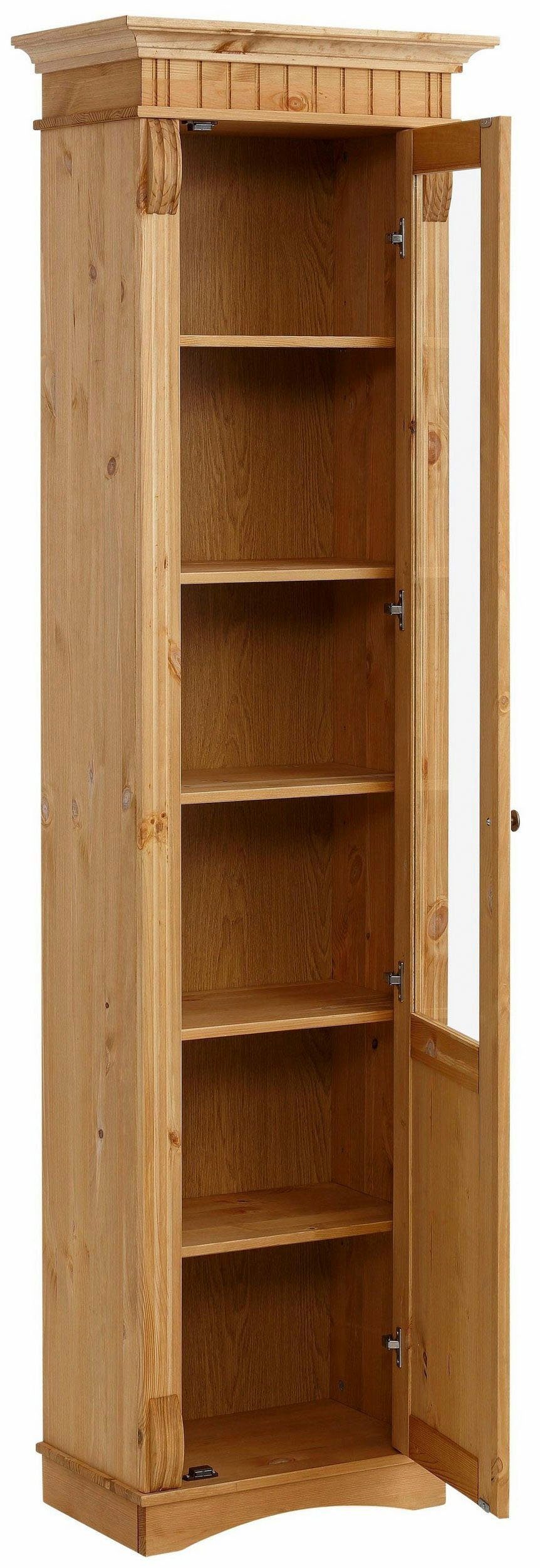 OTTO home Vitrine Teresa (Maße (B/T/H): ca. 55/32/193 cm) mit 1 Glastür, Höhe 193 cm, aus massiver Kiefer, FSC®