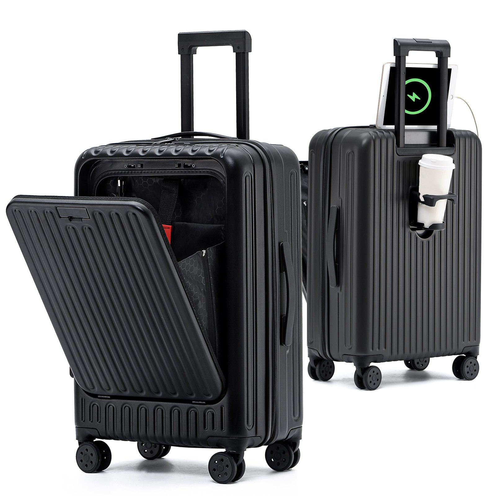 TWSOUL Hartschalen-Trolley Handgepäck Koffer, mitGetränkehaltern USB-Anschl günstig online kaufen