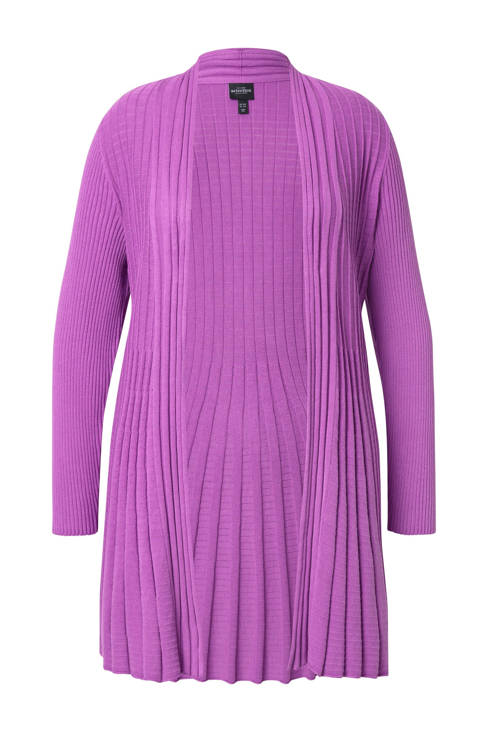 Ulla Popken Strickjacke Plissee-Strickjacke A-Linie Schalkragen Langarm günstig online kaufen