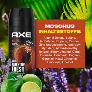 axe Deo-Set Bodyspray Moschus Deo 6x 150ml Deospray Deodorant ohne Aluminium