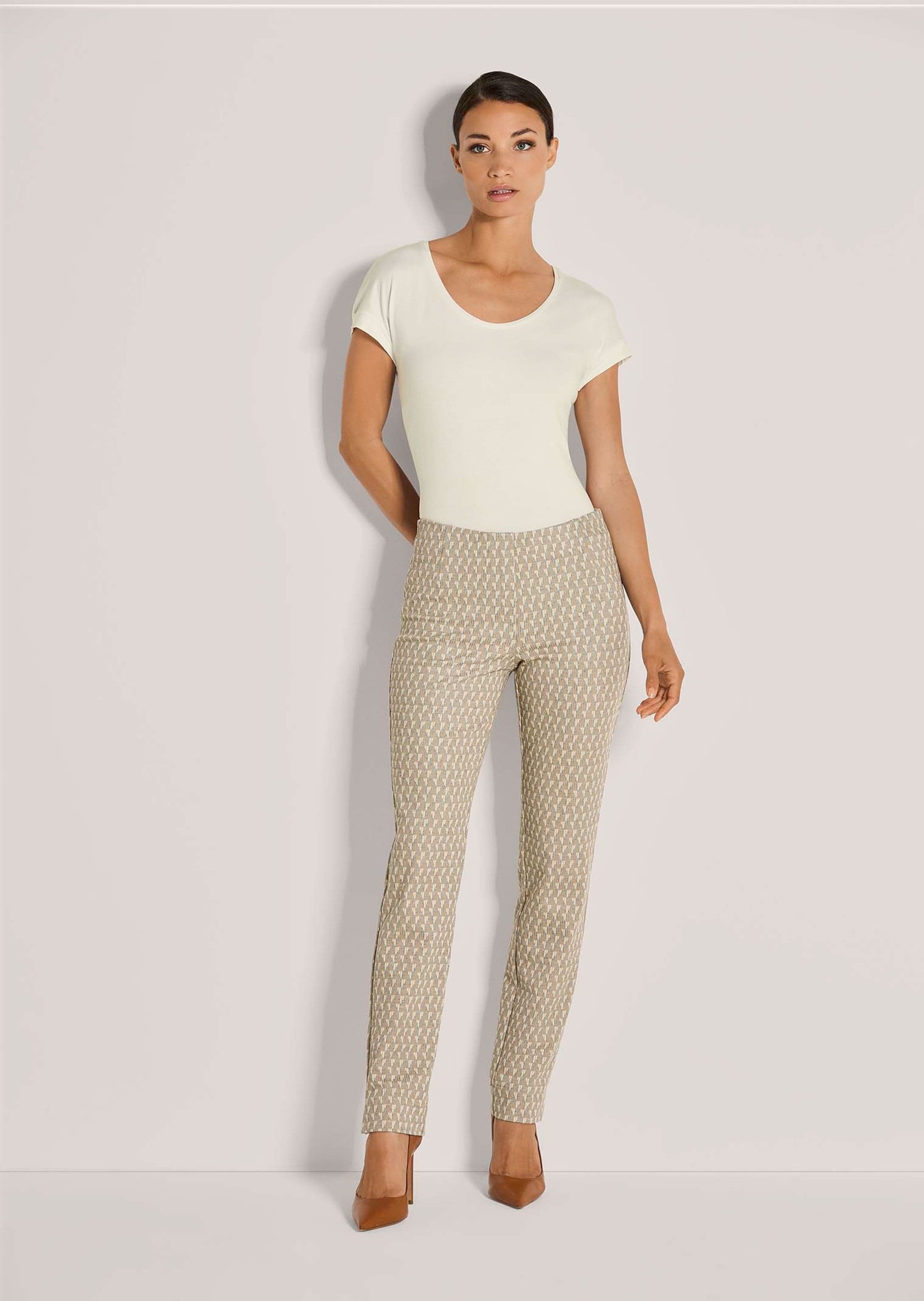 MADELEINE Schlupfhose Schmale Jacquardhose mit Muster Schlupfhose mit elastischem Bund und schmalem Bein