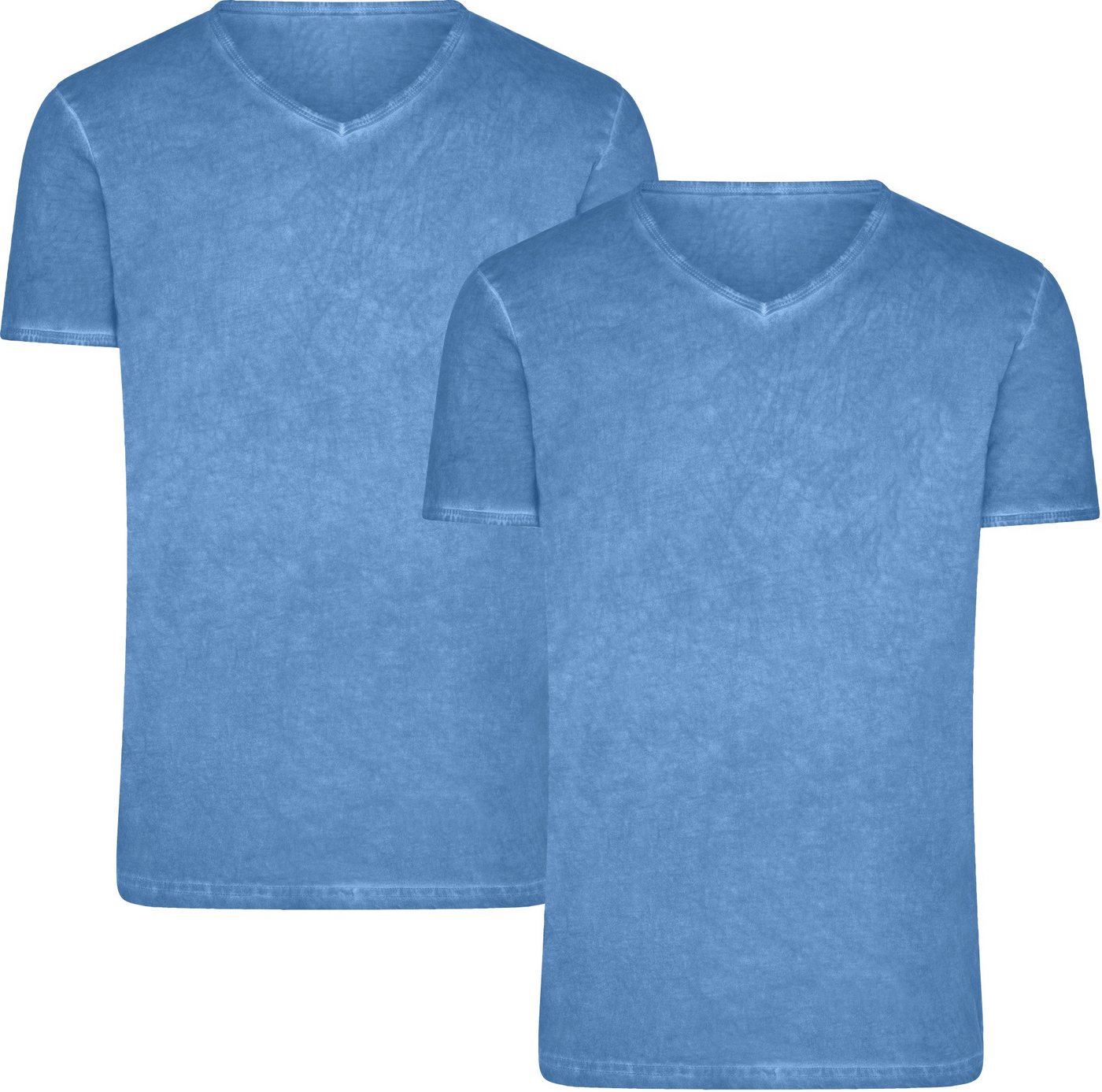 James & Nicholson T-Shirt Doppelpack Figurbetontes Herren T-Shirt mit Spray Print JN976 (Doppelpack, 2er-Pack) Trendiges T-Shirt mit V-Ausschnitt
