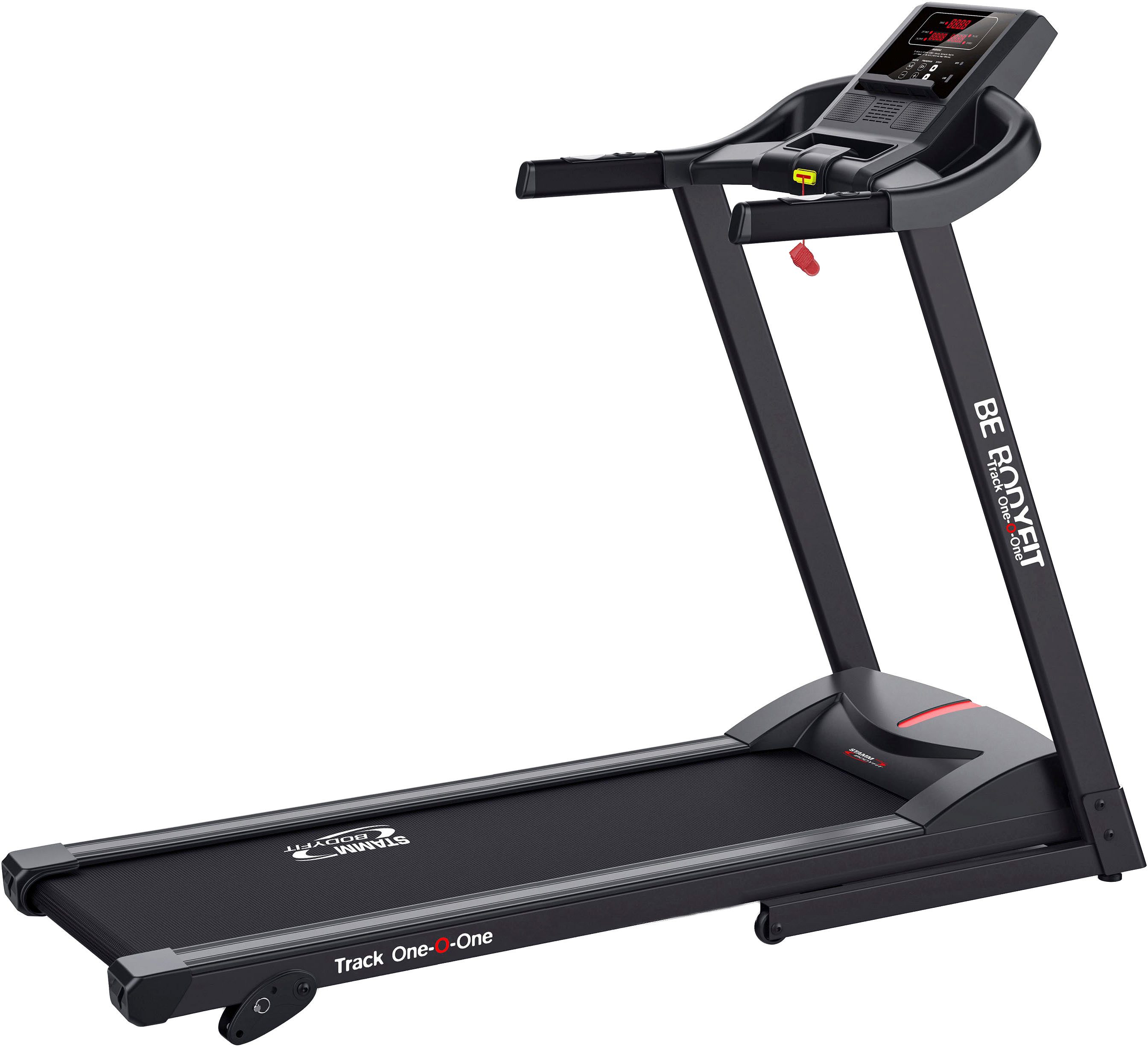 STAMM BODYFIT Laufband TRACK ONE-O-ONE (LED-Anzeige in ROT), bis max. 13 km/h, klappbar, 110 kg max. Benutzergewicht