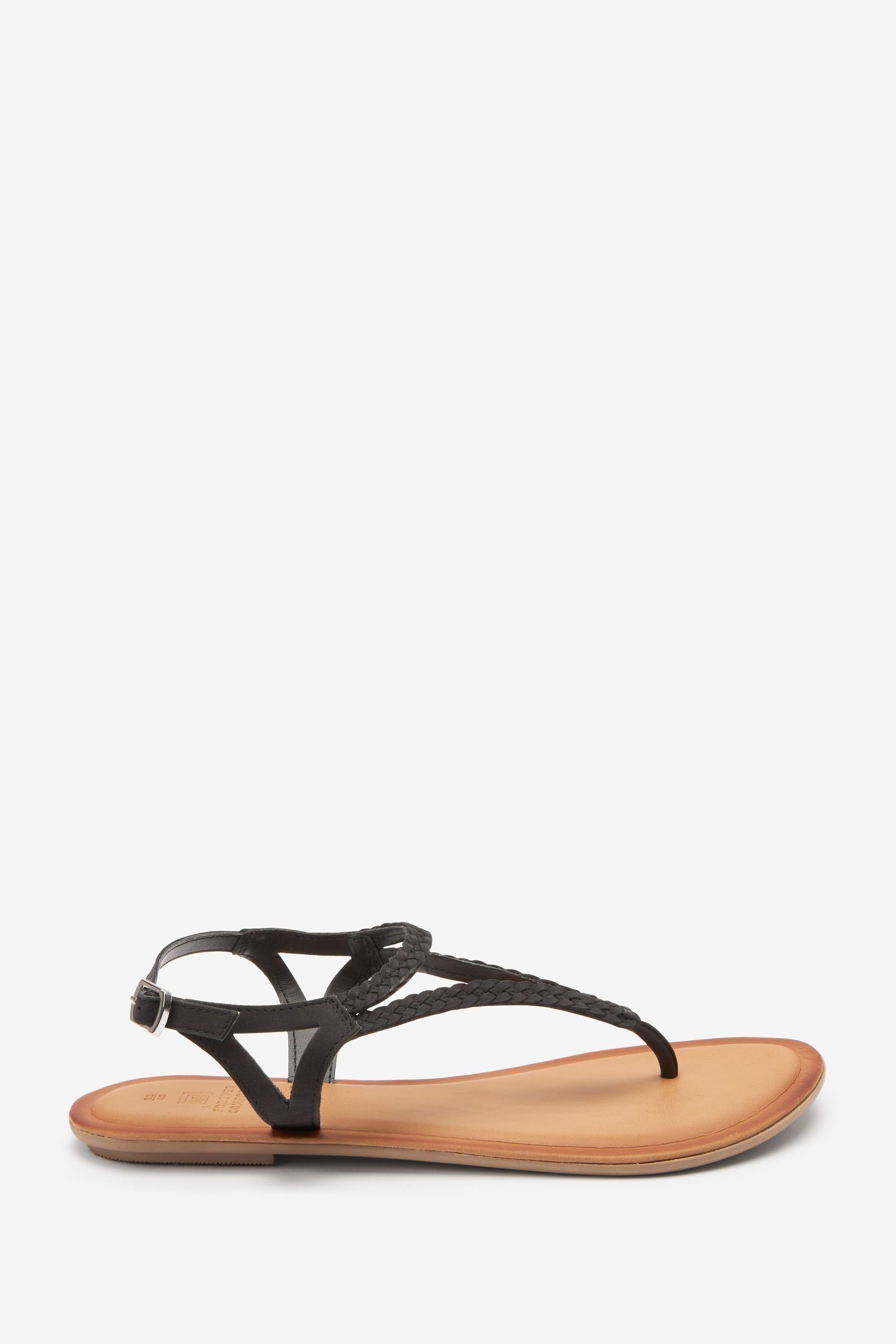 Next (1-tlg) Leder Sandale aus Comfort® Zehenstegsandalen Black Forever