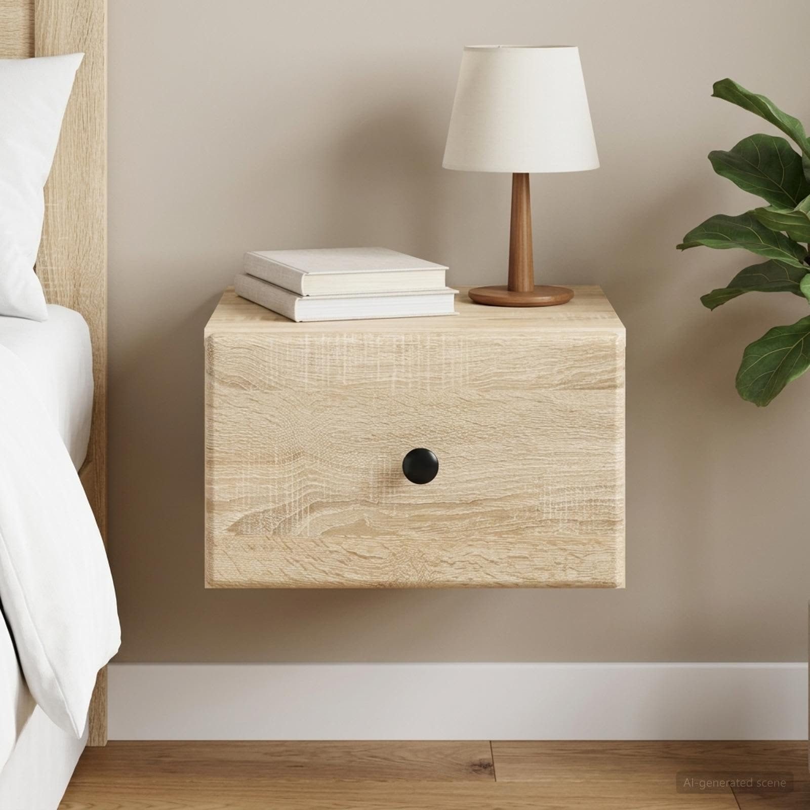furnicato Nachttisch 34,5 x 33 x 20 cm Sonoma-Eiche (1-St), Wandschrank mit Schublade und Fach für dein Schlafzimmer