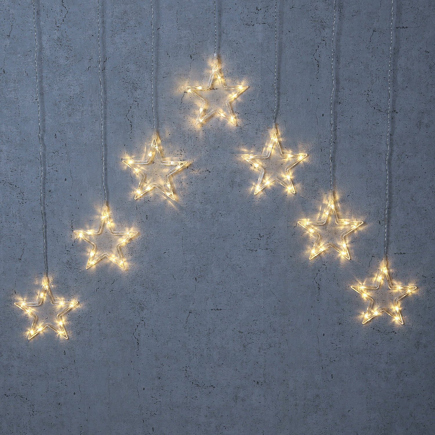 130x100cm, LED-Lichtervorhang Sterne 70-flammig 7 Lichtervorhang Sterne Acryl MARELIDA LED Sternenvorhang