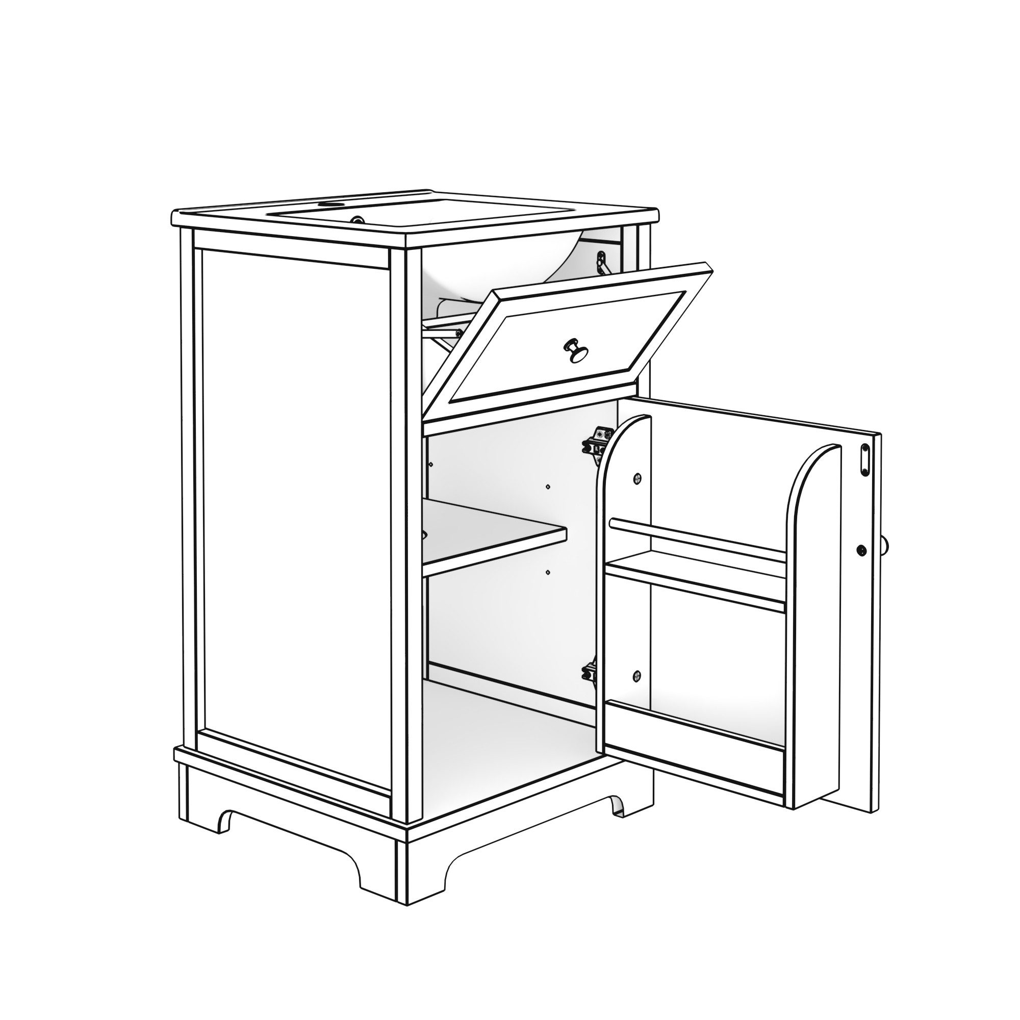 Fine Life Pro Waschbeckenschrank MDF-Waschtisch 51×46×87 cm • Schwarz • Komplett lackiert