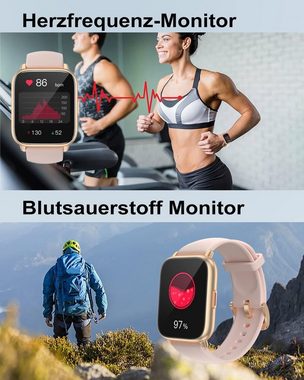 RUIMEN Smartwatch (1,69 Zoll, Android iOS), HD-Touch Smartwatch mit Telefonfunktion und Gesundheitsüberwachung