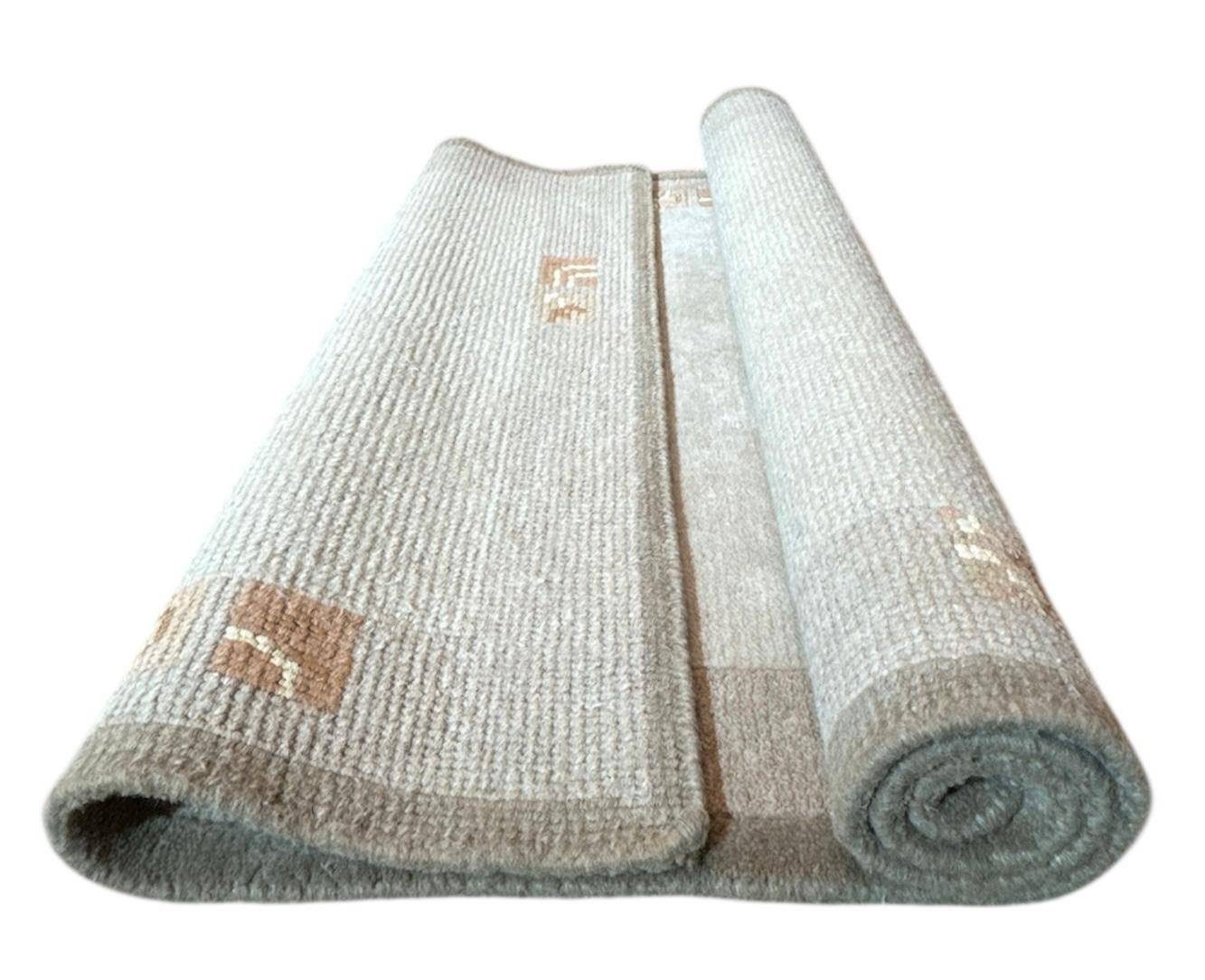 Rug Studios Teppich RIVER NEPAL - HANDGEKNÜPFT MODERN, Rechteckig, Höhe: 18 mm, Handgeknüpft, 70 x 140 cm, Beige