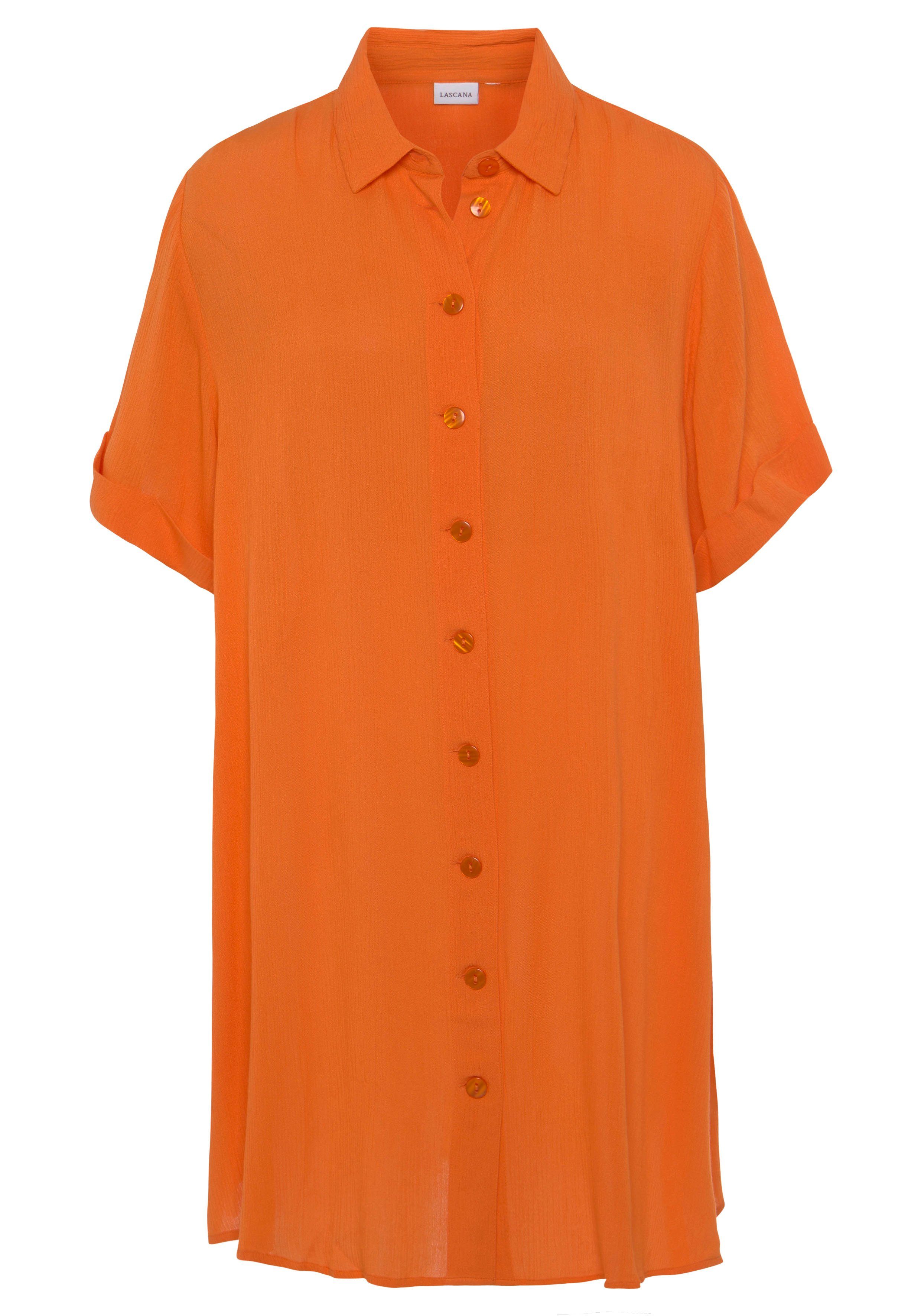 LASCANA Longbluse, mit Knopfleiste, Kurzarmbluse, Blusenkleid, sommerlich günstig online kaufen
