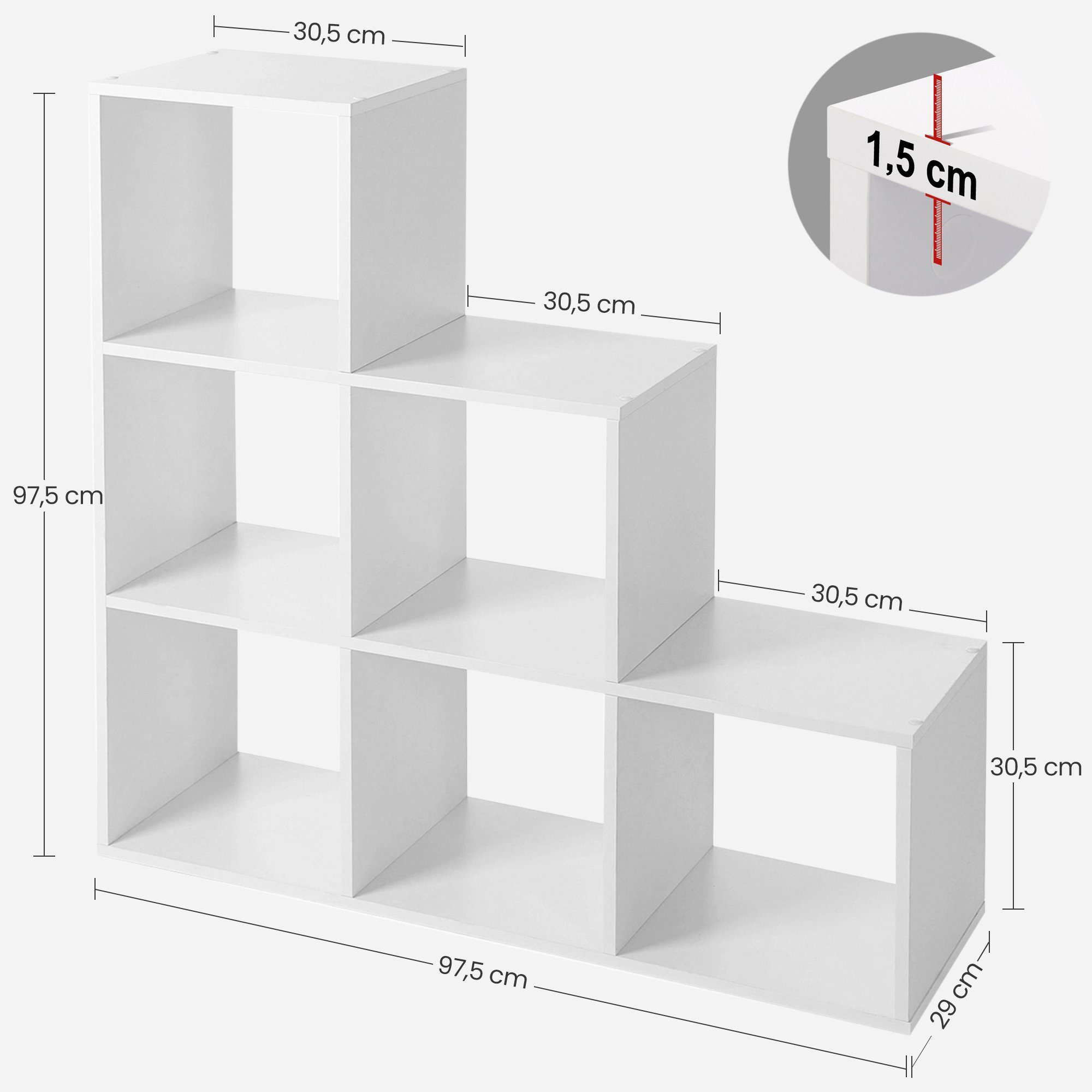 VASAGLE Bücherregal Raumteiler, Würfelregal, freistehend Weiß