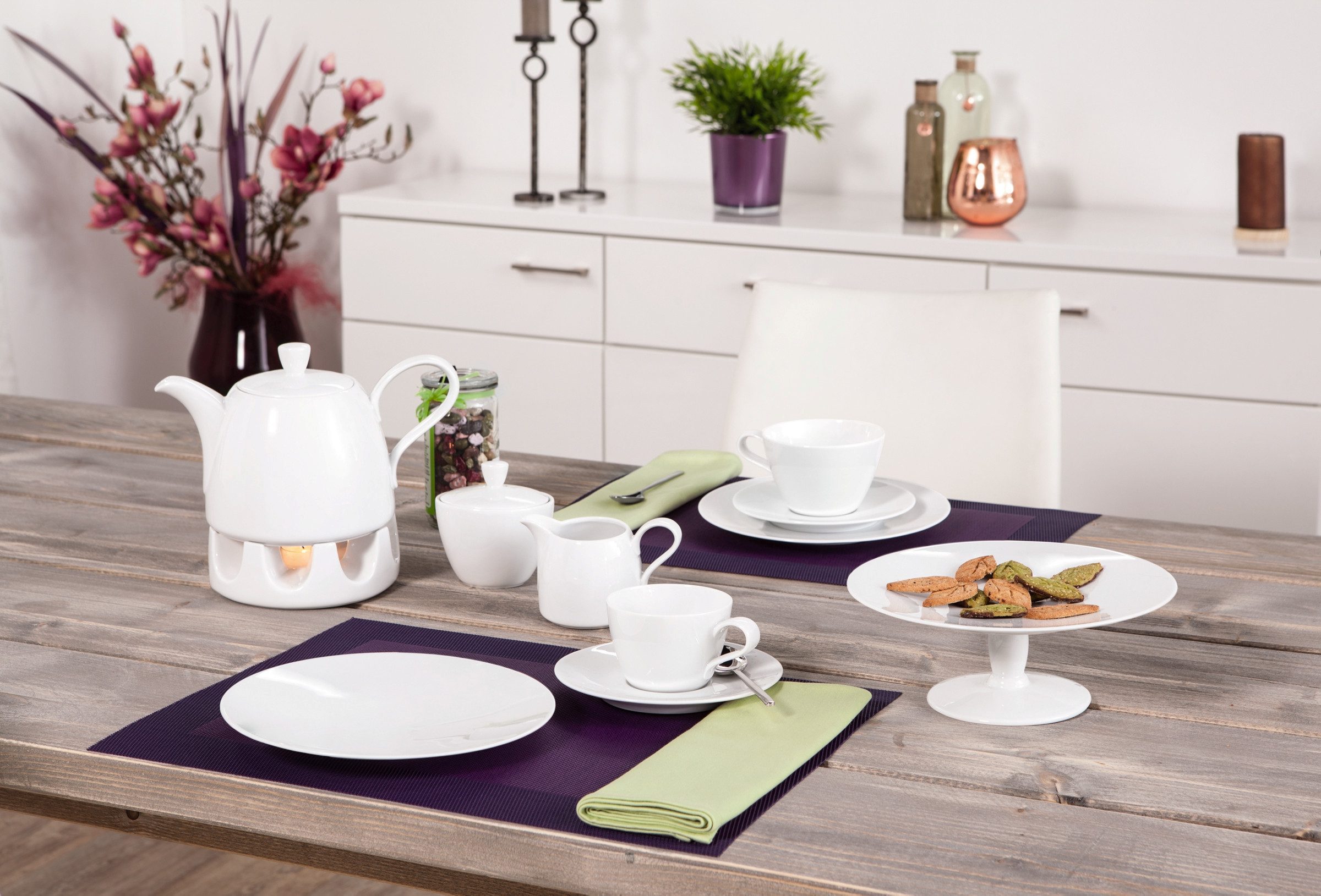 Seltmann Weiden Kaffeeservice Geschirr-Set, Service Life (18-tlg), 6 Personen, Porzellan, Teller-Set, Tassen, weiß, Made in Germany, 18 Teile, für 6 Personen