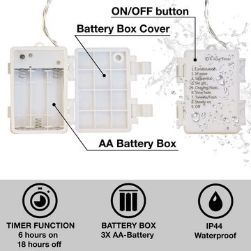 COZY HOME LED-Lichterkette Lampion Lichterkette - Batterie, Stecker und Solar, 20 Lampion LEDs I Timer-Funktion I 7 Meter mit 8 Mod I Wetterfest