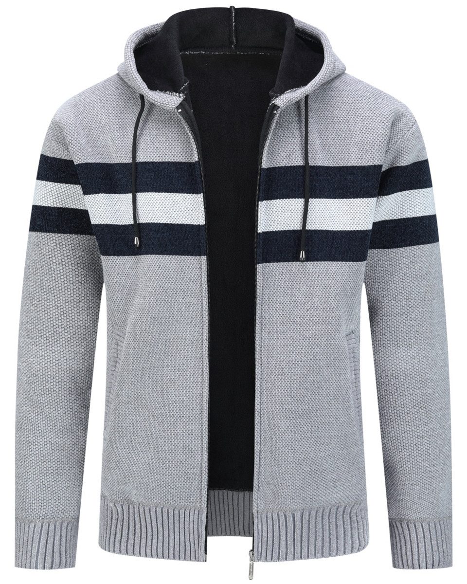 Allthemen Cardigan mit Kapuze Strickjacke Herren gefütterte Winterjacke Kon günstig online kaufen