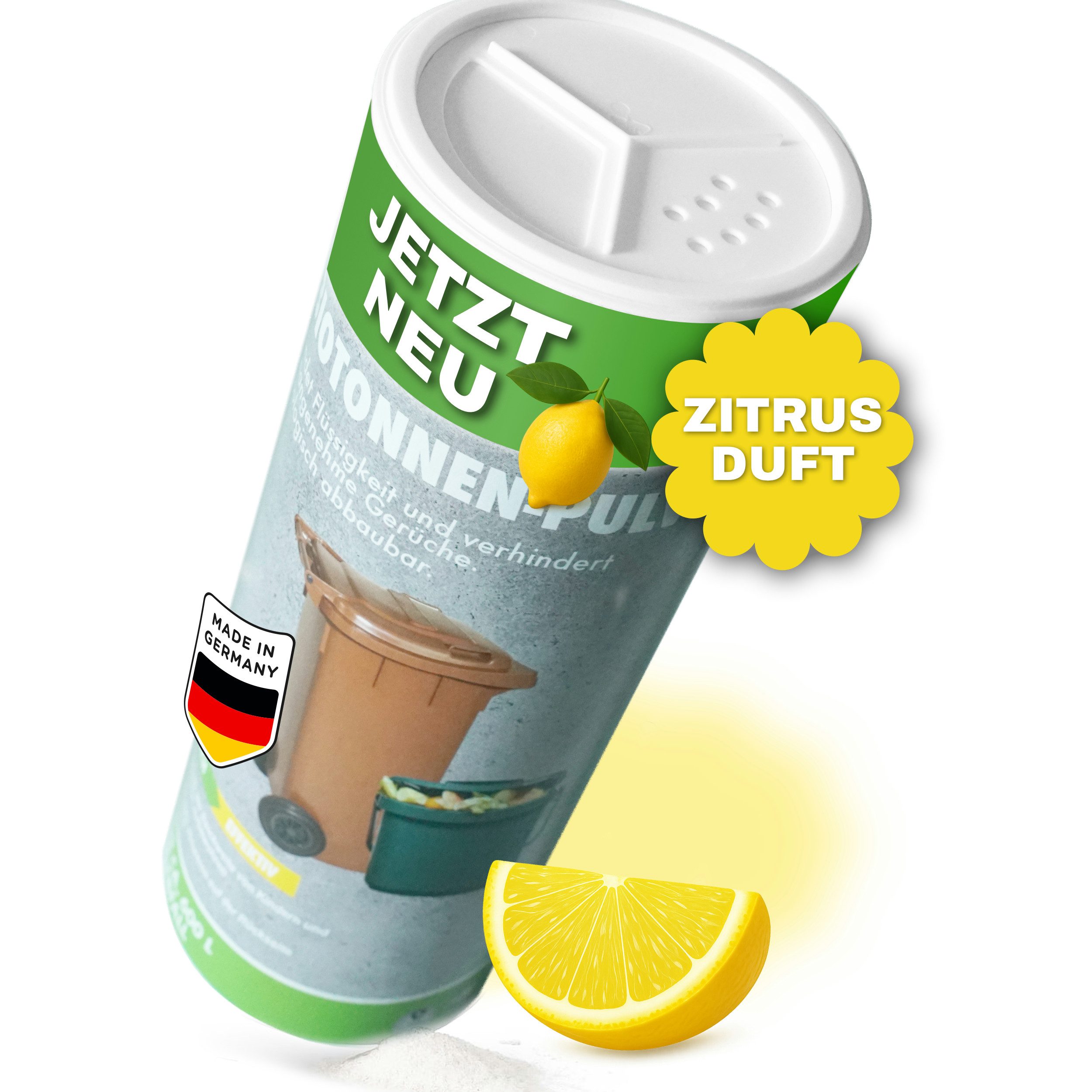 Biotonnenpulver Biotonnen Pulver gegen Maden, Fliegen, Zitronenduft,500g Pulver