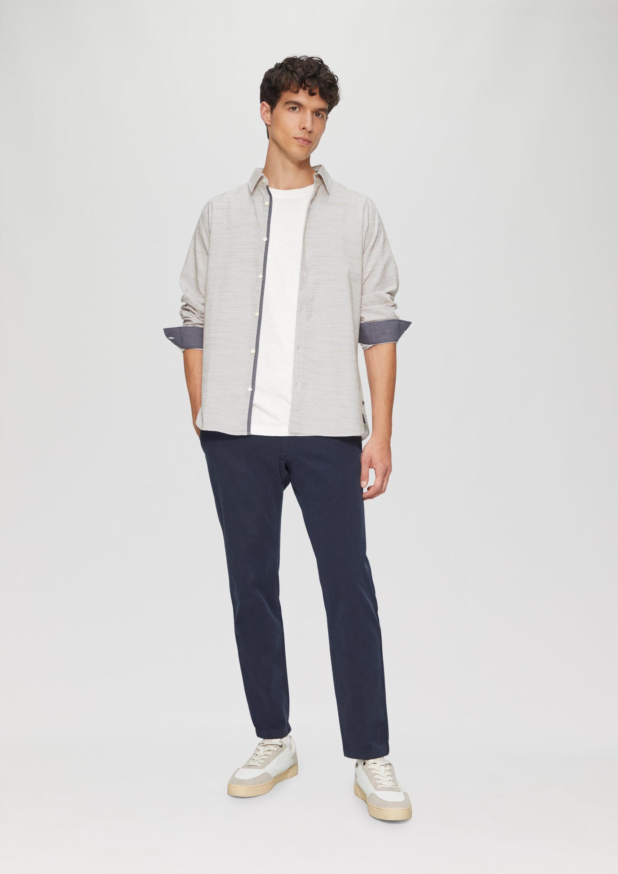 s.Oliver Langarmhemd Hemd Slim Fit: Strukturiertes Hemd mit Kentkragen