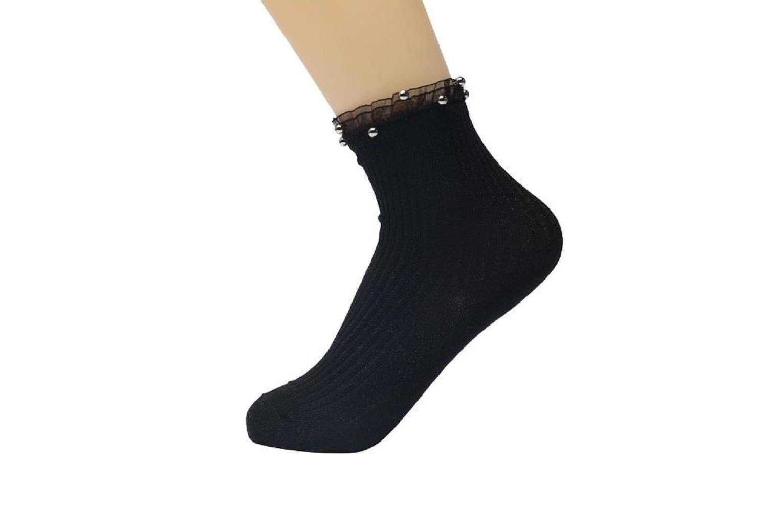 schwarz Modell für 3 Paar Mädchen eleganter mit 1 Socken 30/35 Baumwollsocken Lycille Glitzer