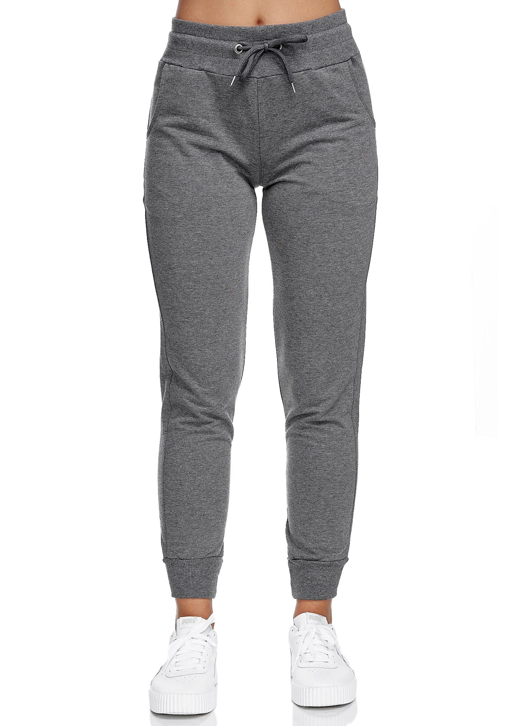 Sweathose (1-tlg) Lycra, JEEL Fit Jogginghose Anthrazit Damen Slim Baumwolle,