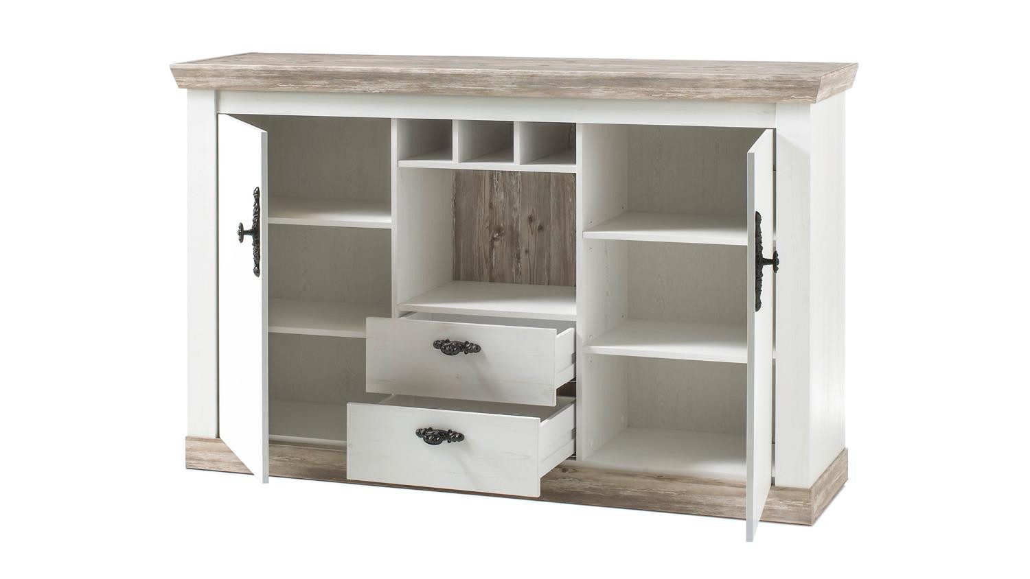 Möbel Akut Sideboard Sideboard Florenz Anrichte Kommode in Oslo Pinie weiß 168 cm