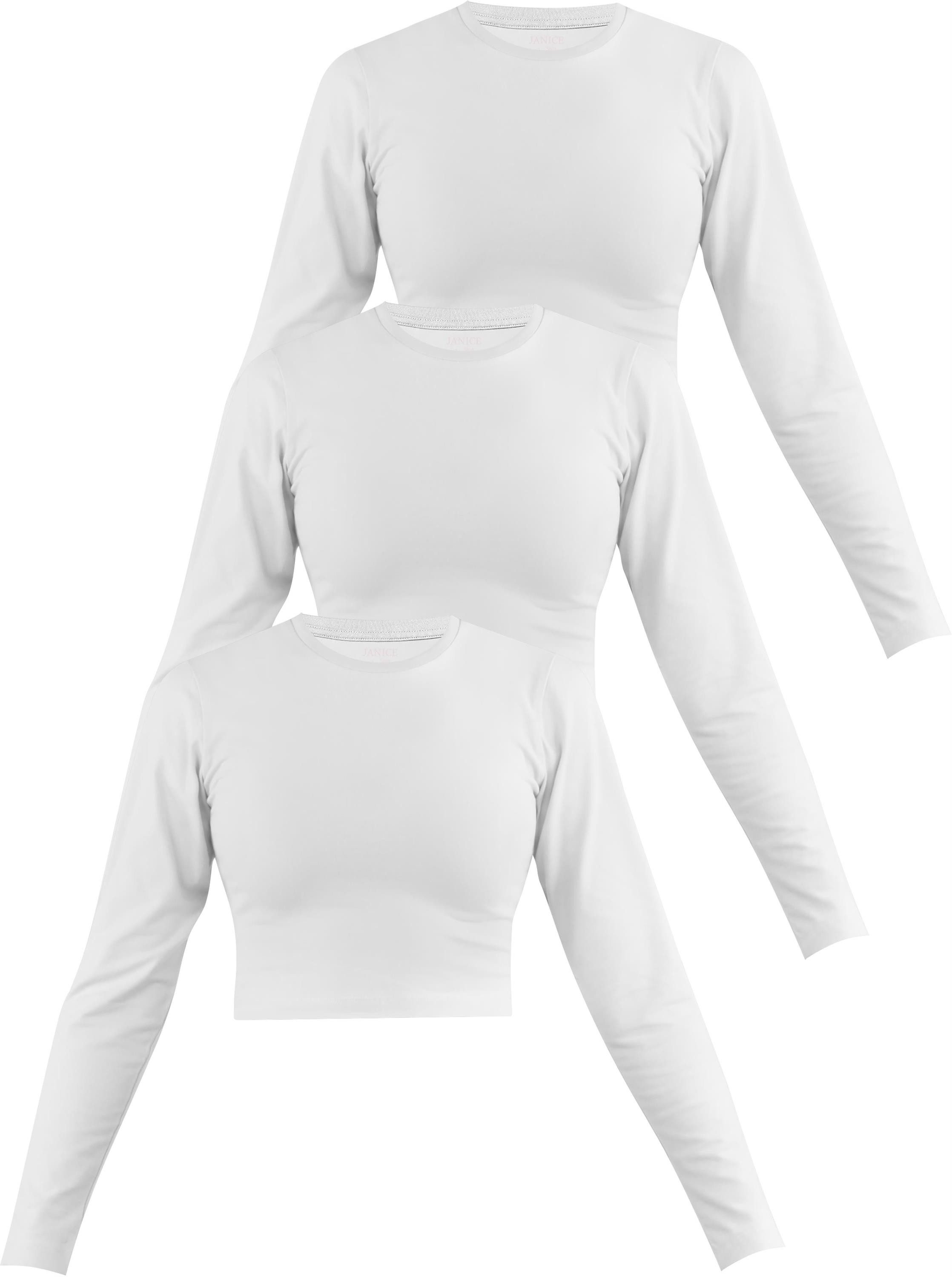 Janice Langarmshirt 3 x Damen crop Langarmshirt hochgeschlossen Noia Figurb günstig online kaufen
