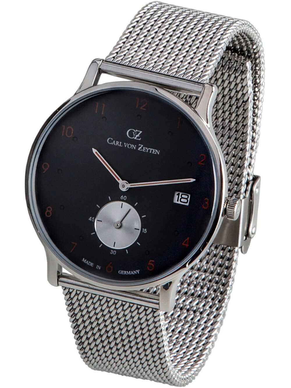 Quarzuhr Carl von Zeyten CVZ0018BKMB Herrenuhr Furtwangen 42mm 3ATM Carl von Zeyten CVZ0018BKMB Herrenuhr Furtwangen 42mm 3ATM
