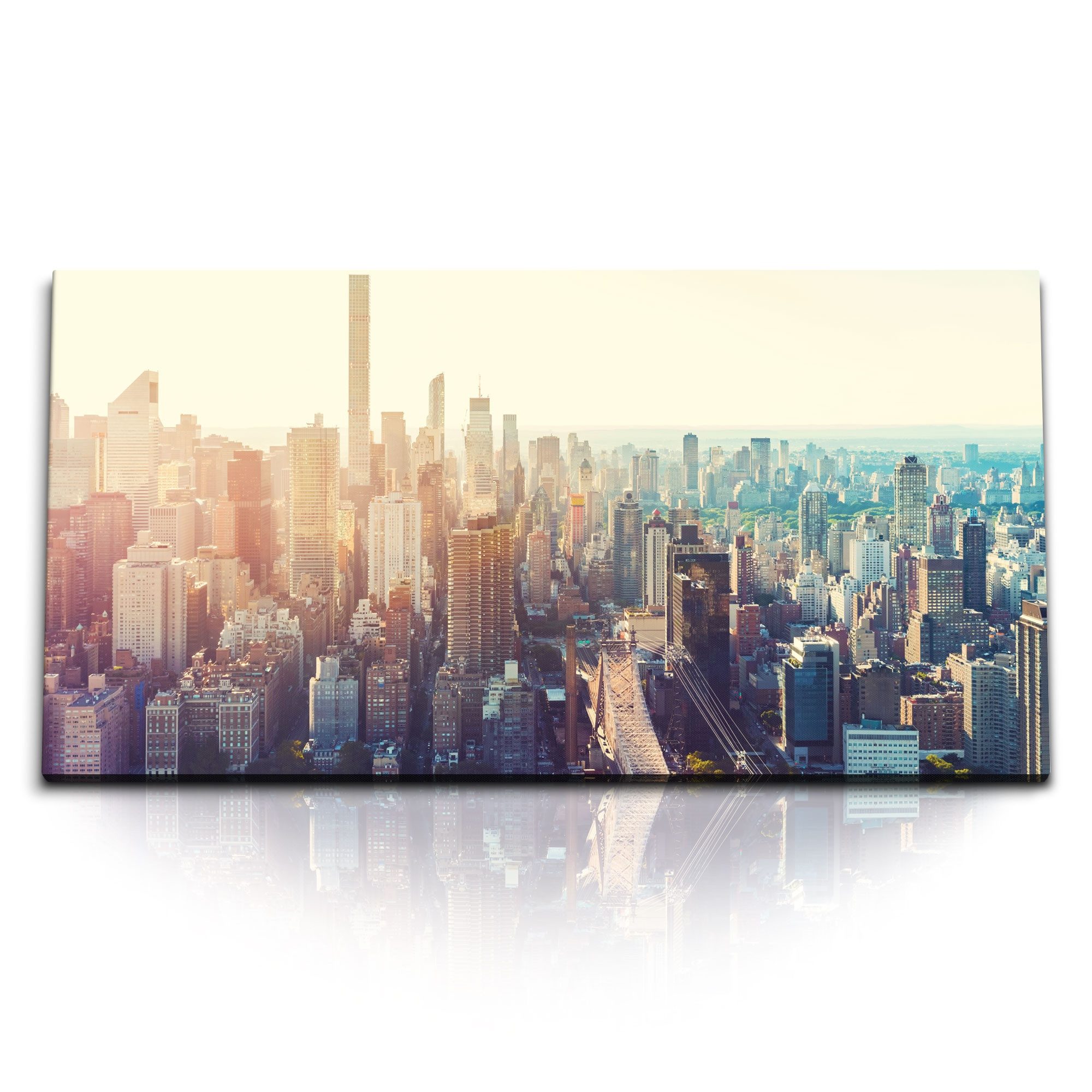 Leinwandbild Kunstdruck Bilder 120x60cm New York Brooklyn Hochhäuser Skyline Großst