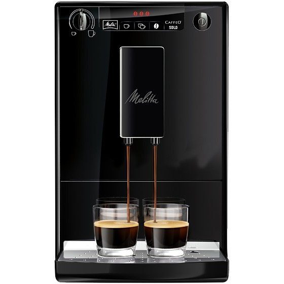 Melitta Kaffeevollautomat Solo® E950-222, pure black, Perfekt für Café crème & Espresso, nur 20cm breit schwarz
