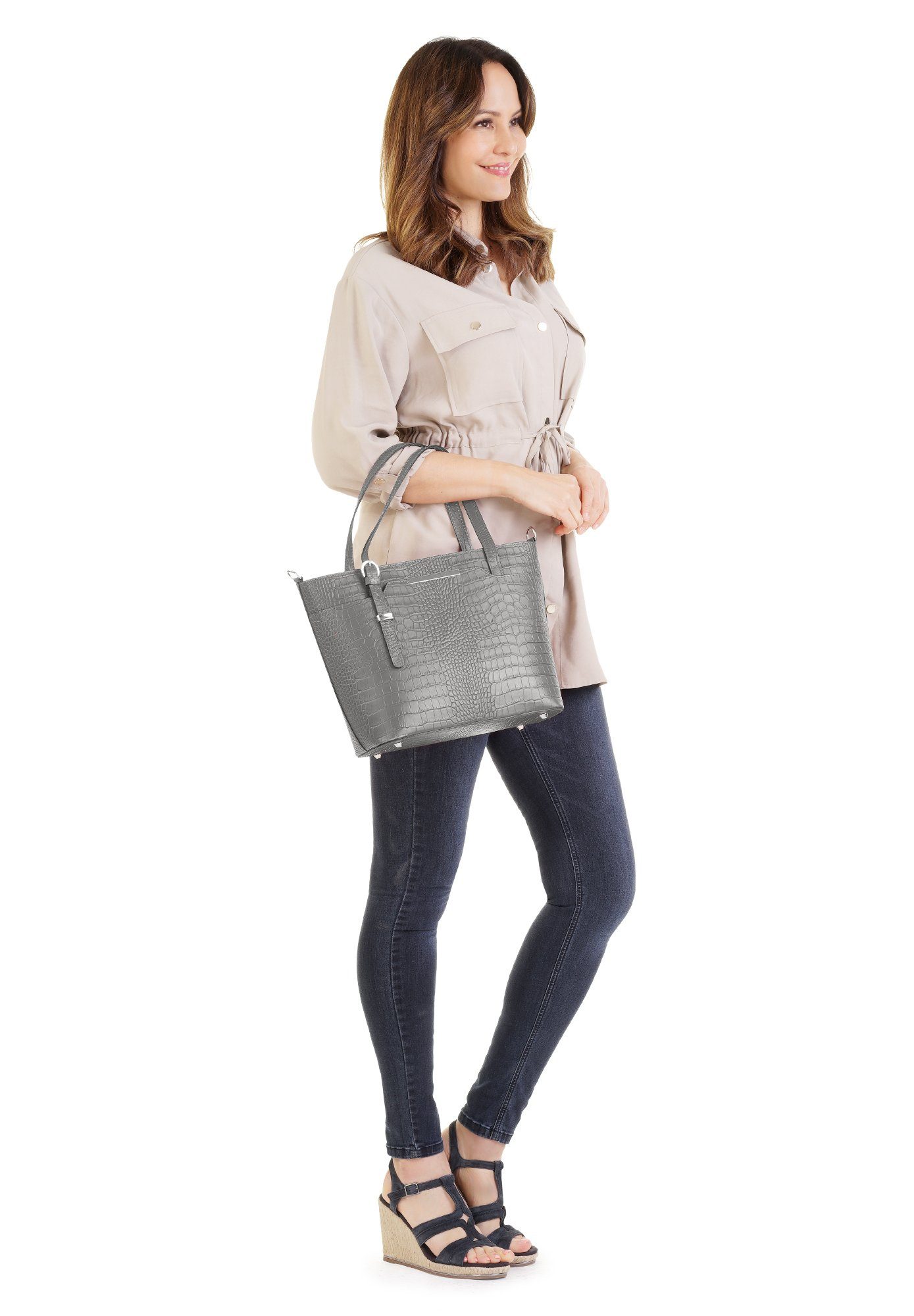 Cluty Henkeltasche echt Leder, Made in Italy günstig online kaufen