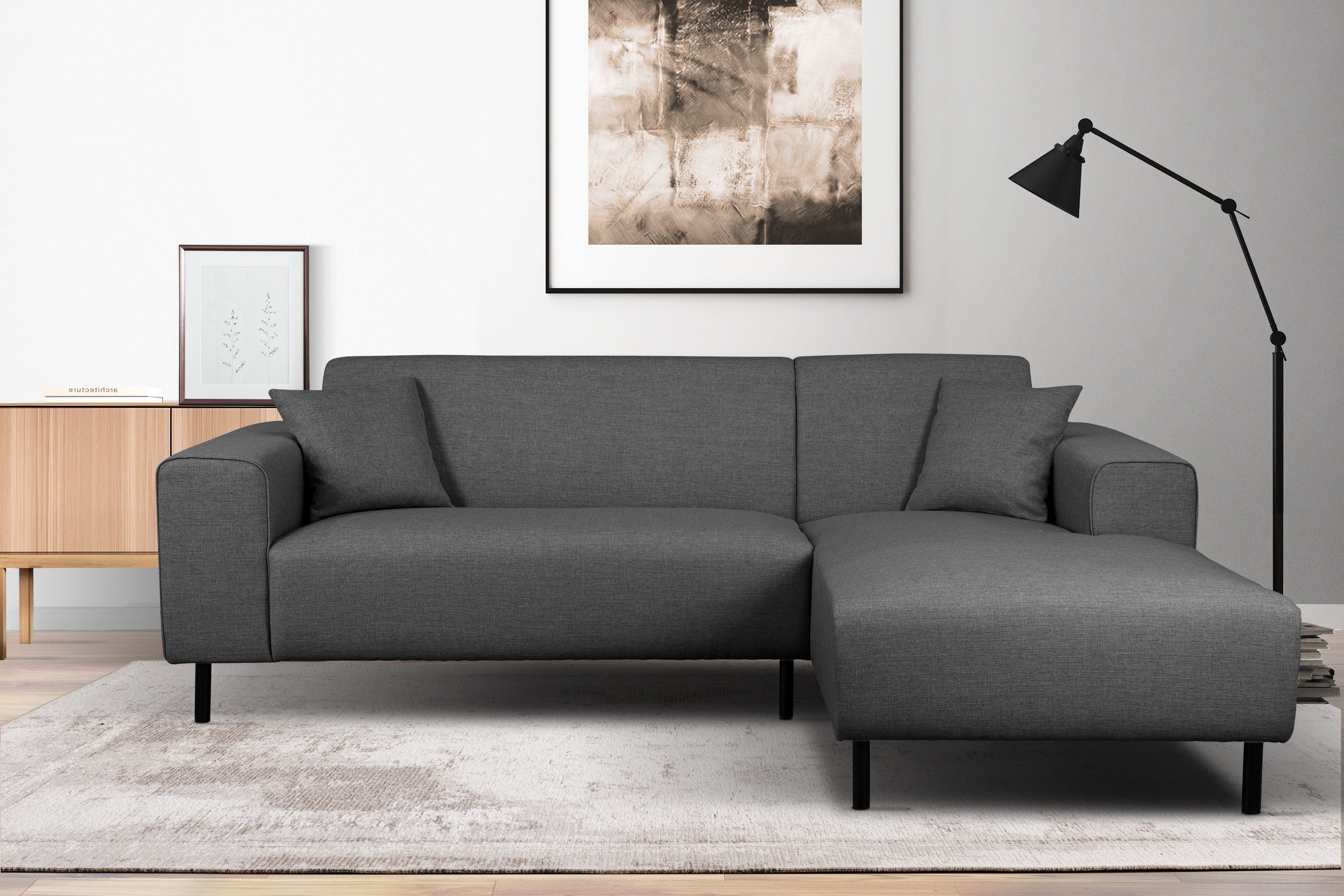 Ecksofa ARROS L-Form mit Wellenunterfederung, Maße B/T/H: 235/163/81 cm