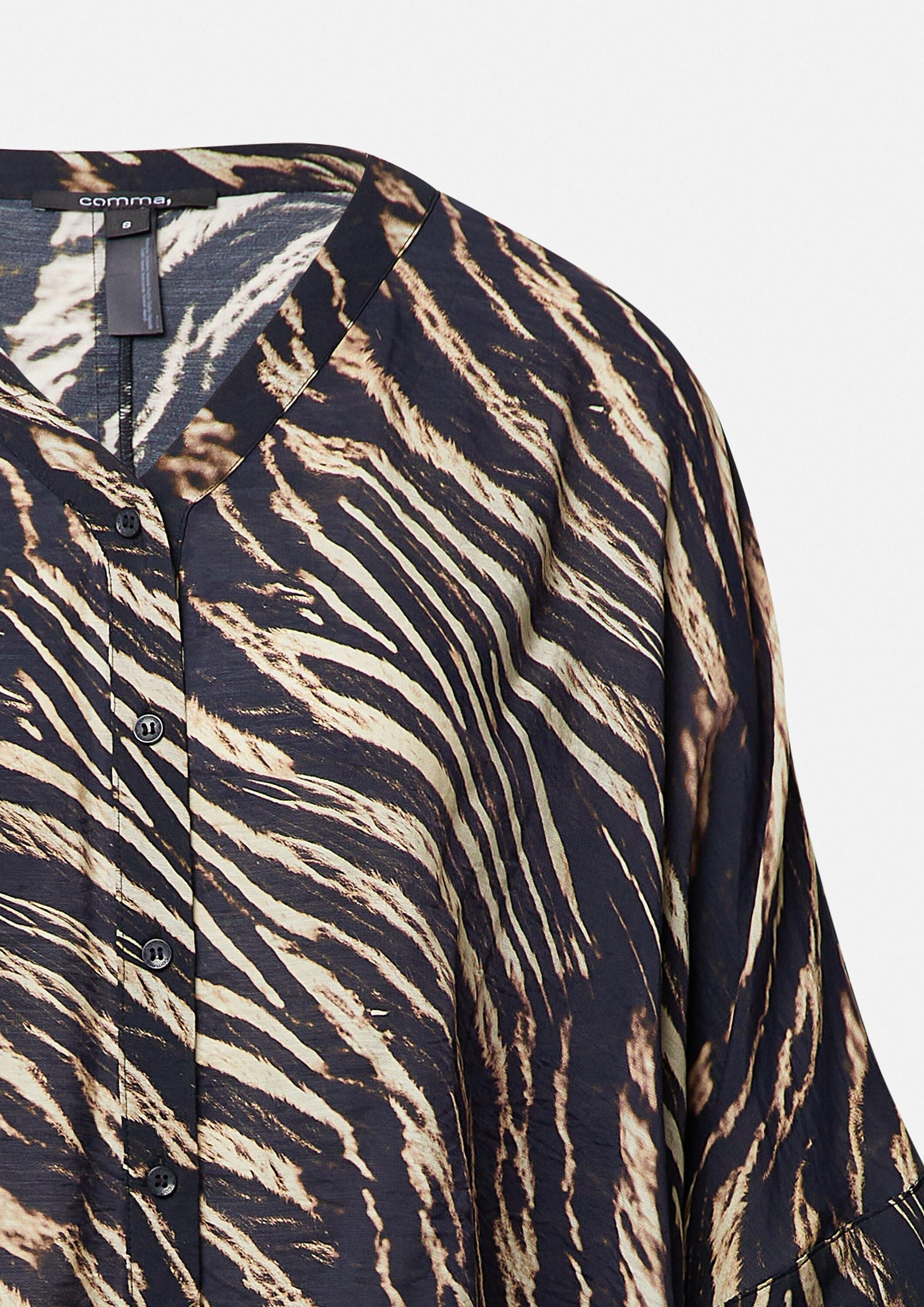 comma Poncho Accessories Abstrakt gemusterte Bluse im Loose Fit aus Viskosemix