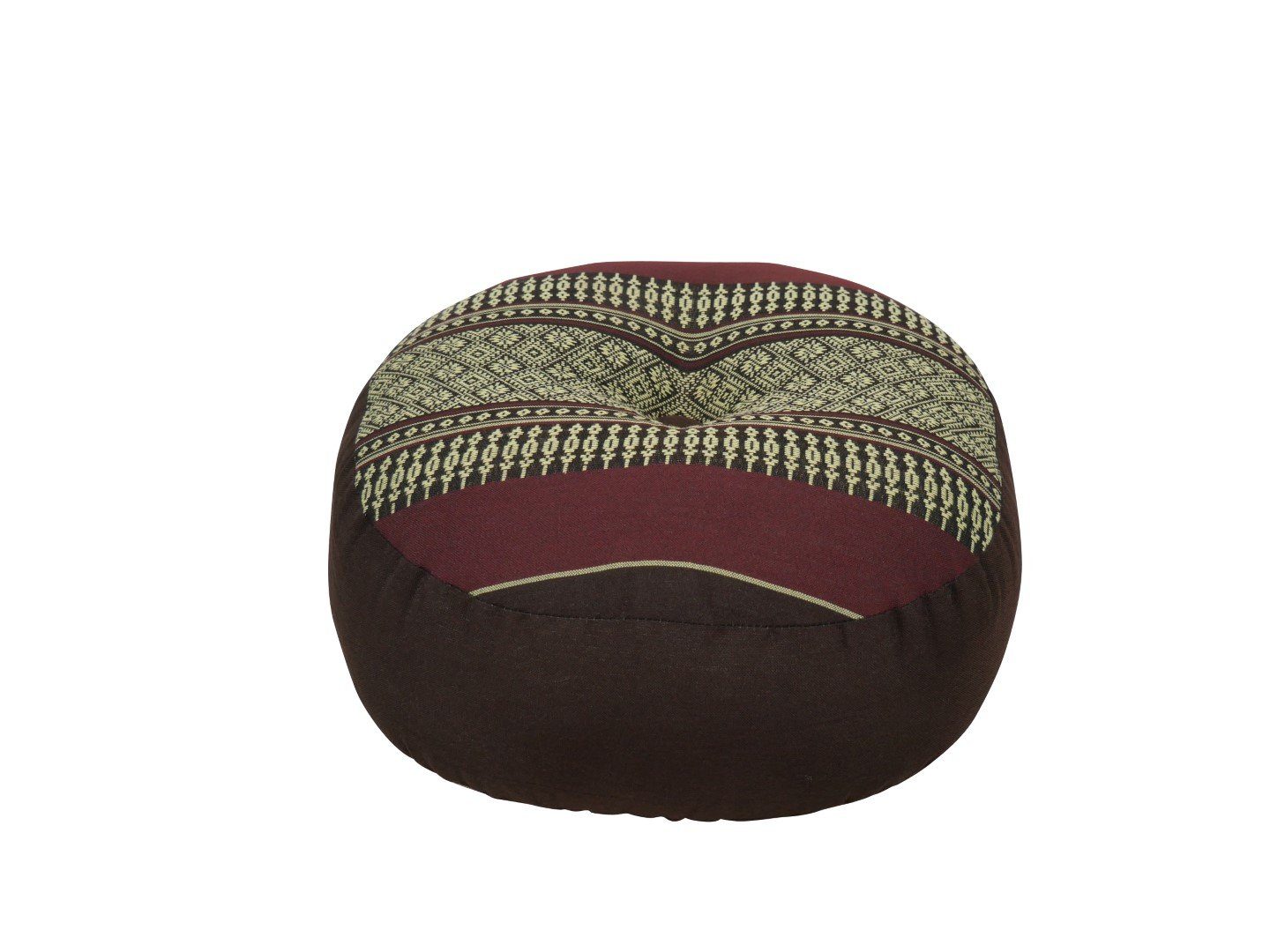my Hamam Yogakissen Meditationskissen Zafu braun-bordeaux 36x20 cm, angenehm unterstützend, orientalisches Muster | Bodensitzkissen