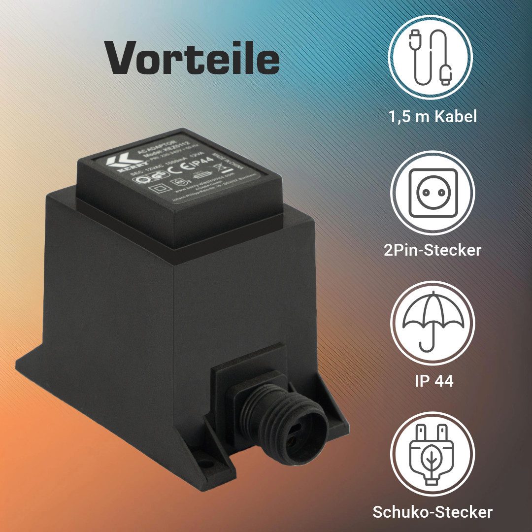 KERRY 12V, 12VA /12W Trafo/Transformator AC/AC IP44 kez0112 LED Beleuchtung LED Trafo