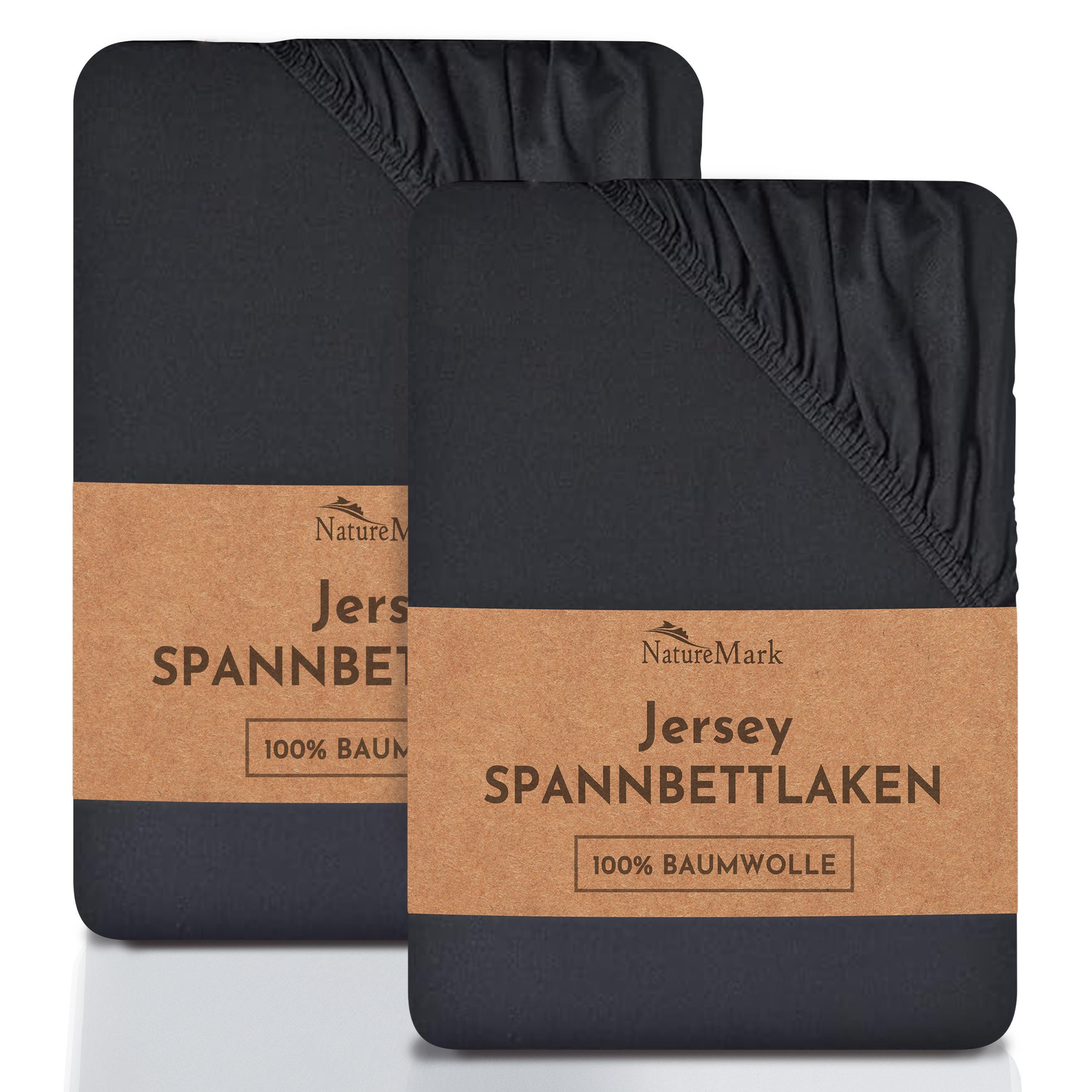 NatureMark Spannbettlaken 2er-Set Jersey Spannbetttuch 100% Baumwolle, 100% günstig online kaufen