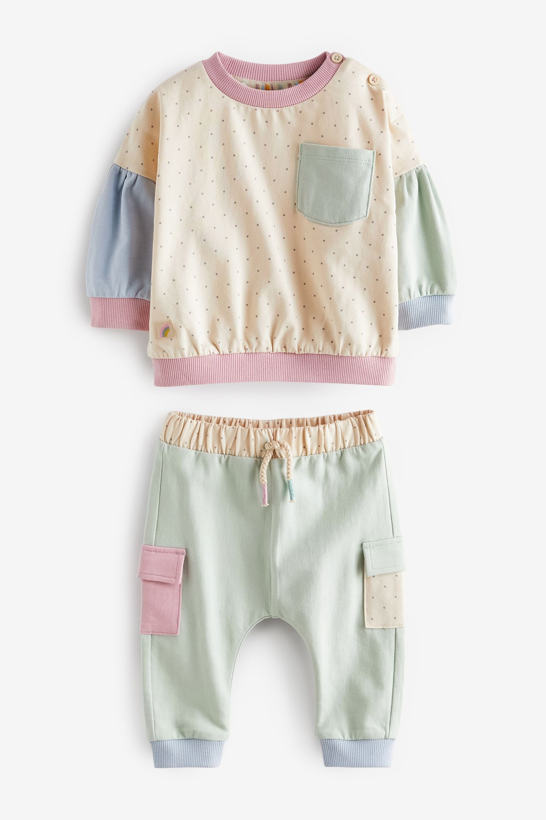 Next Shirt & Leggings 2-teiliges Babyset mit Sweatshirt und Leggings (2-tlg) Lilac Purple/White Colourblock