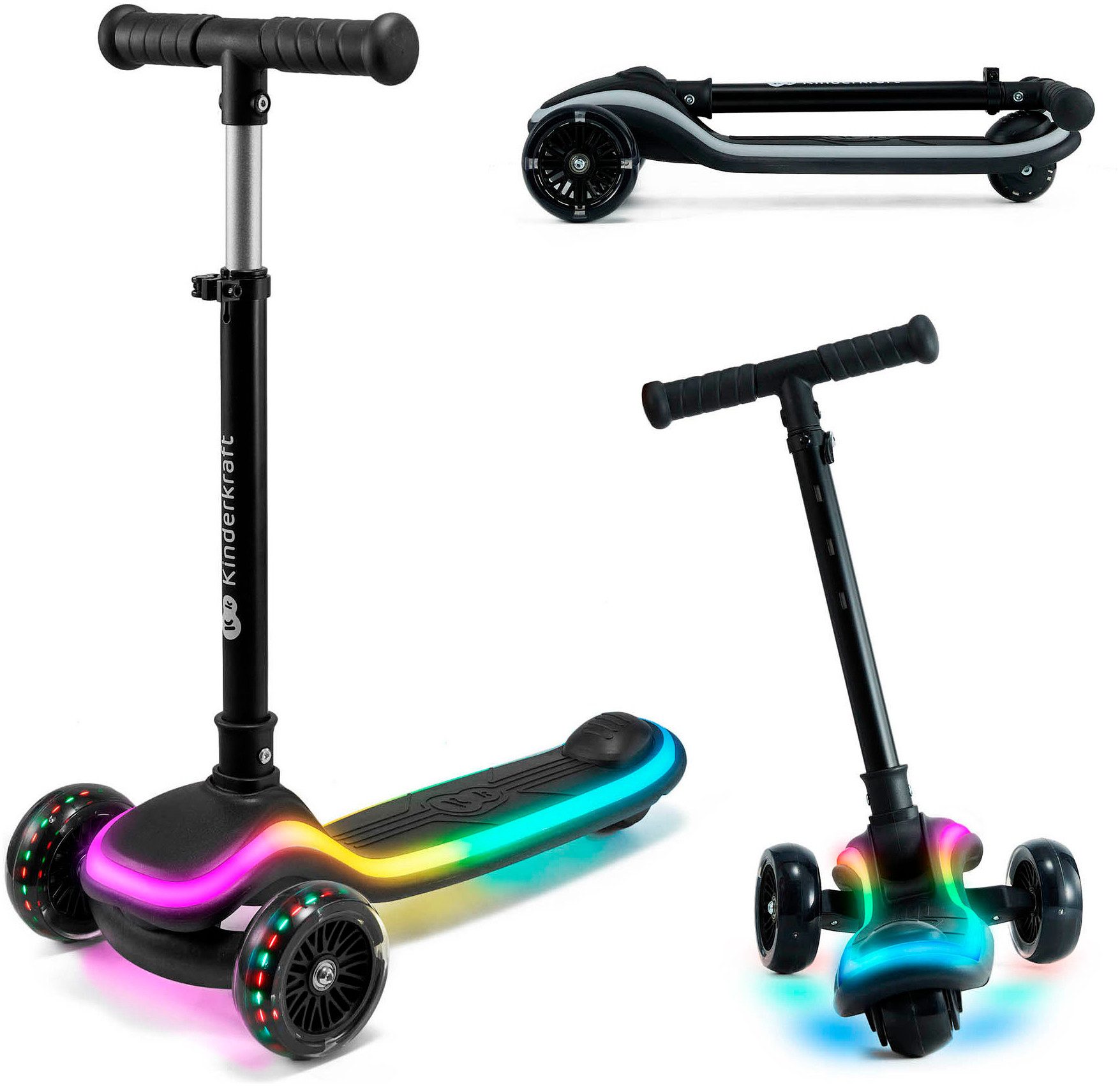 Kinderkraft Tretroller RAKET, für Kinder; mit Bremse und leuchtenden Vorderrädern