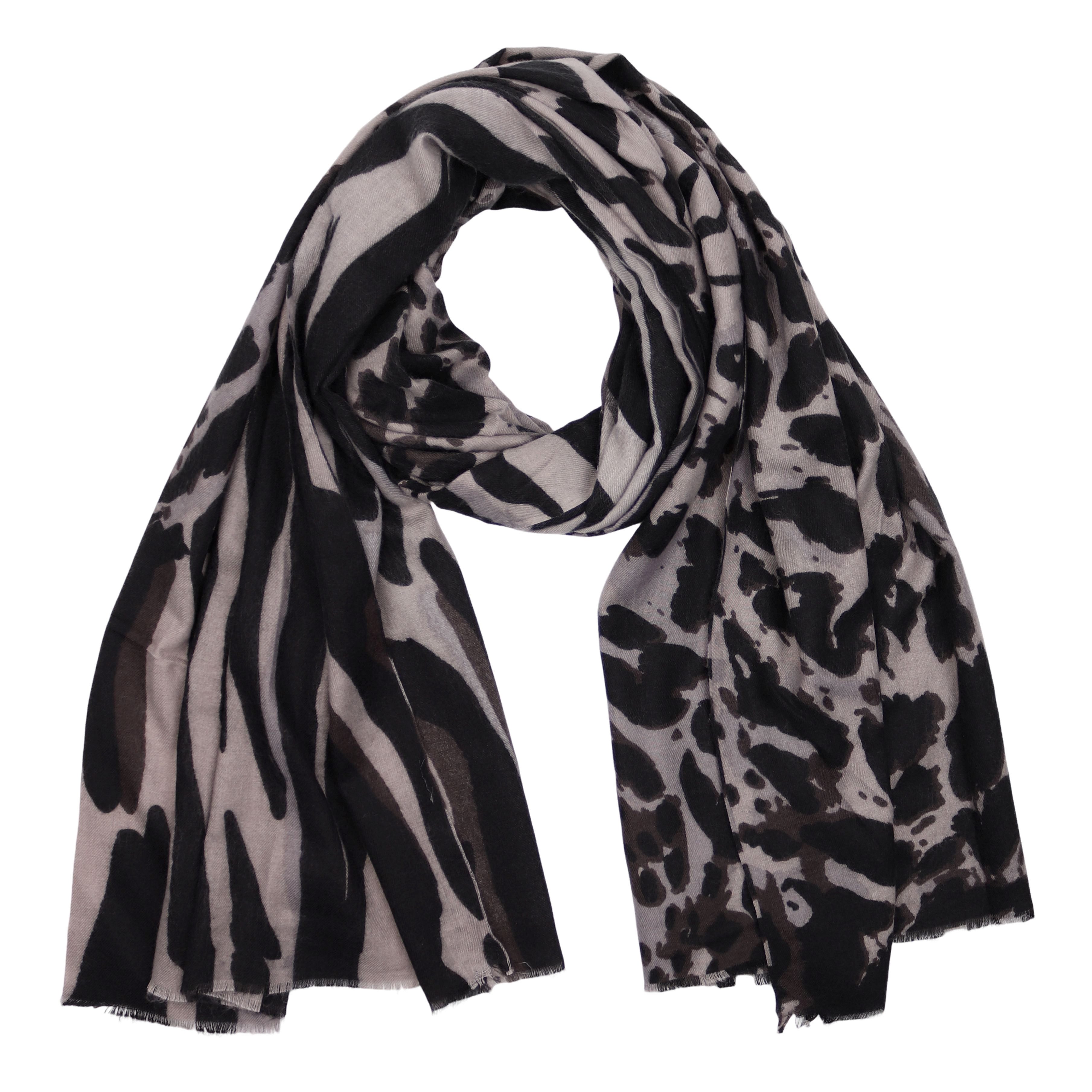 MIRROSI Modeschal weicher und warmer Schal Leo Leopard mit Fransen, 90x180cm, (Neue Kollektion Herbst/ Winter 2025), Paisley Muster Damen Halstuch ideal für Herbst und Winter