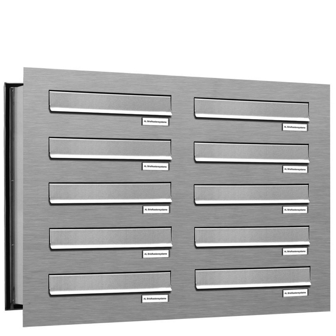 Durchwurfbriefkasten 10 Fach Premium Edelstahl Briefkasten A4 modern wetterfest