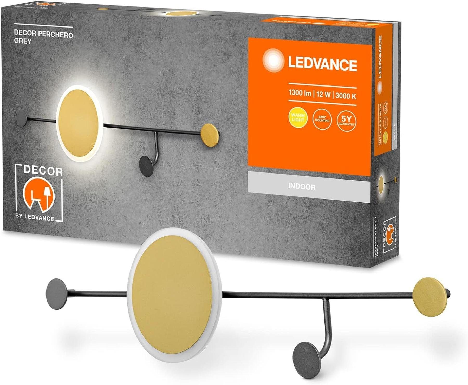 warmweißer, Wandleuchte Perchero LEDVANCE Ledvance DECOR Nutzung, Garderobenhaken770mm,grau,kombinierte Energieeffizient LED