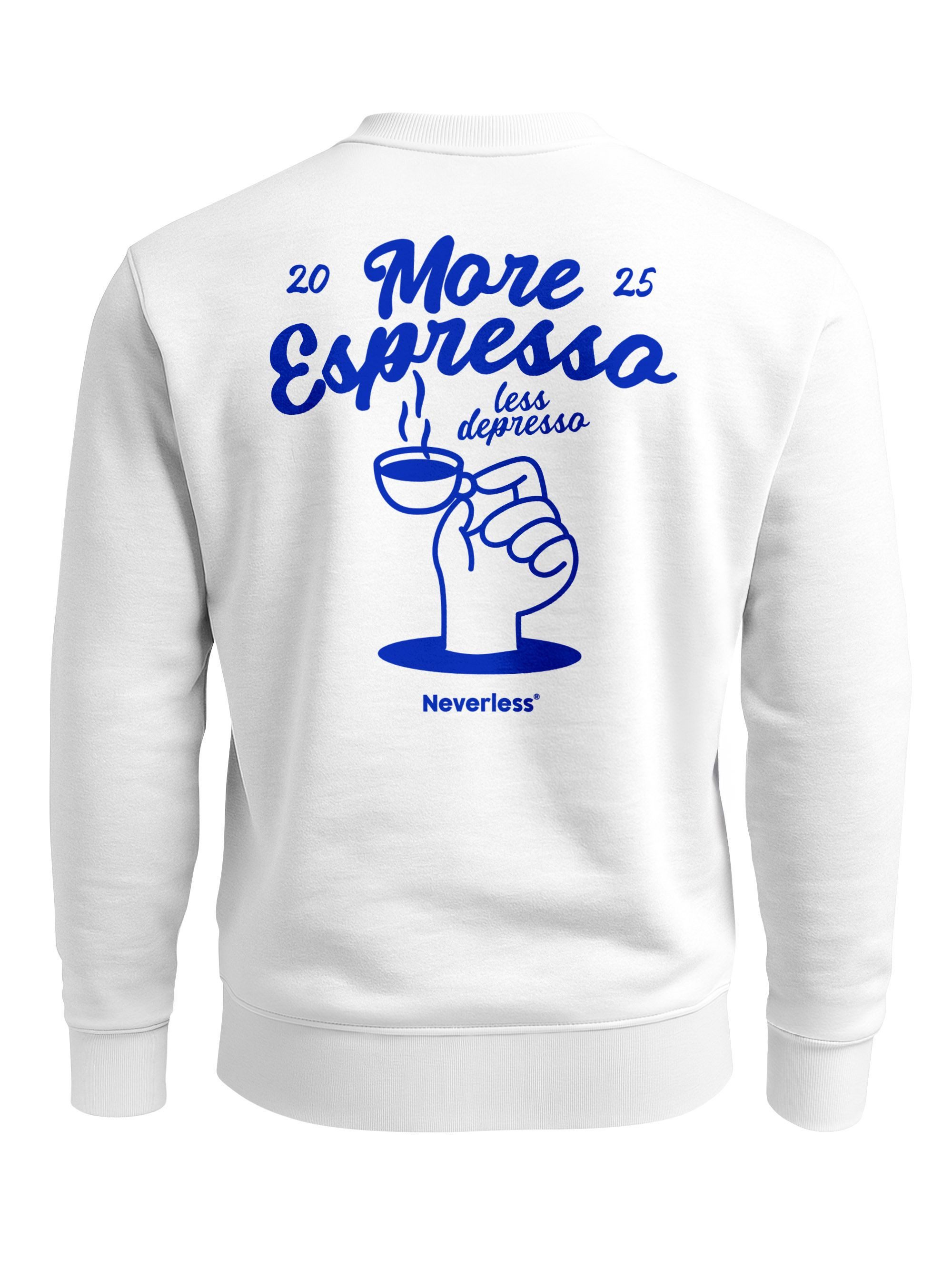 Sweatshirt Sweatshirt Herren Pullover mit Backprint More Espresso Less Depresso