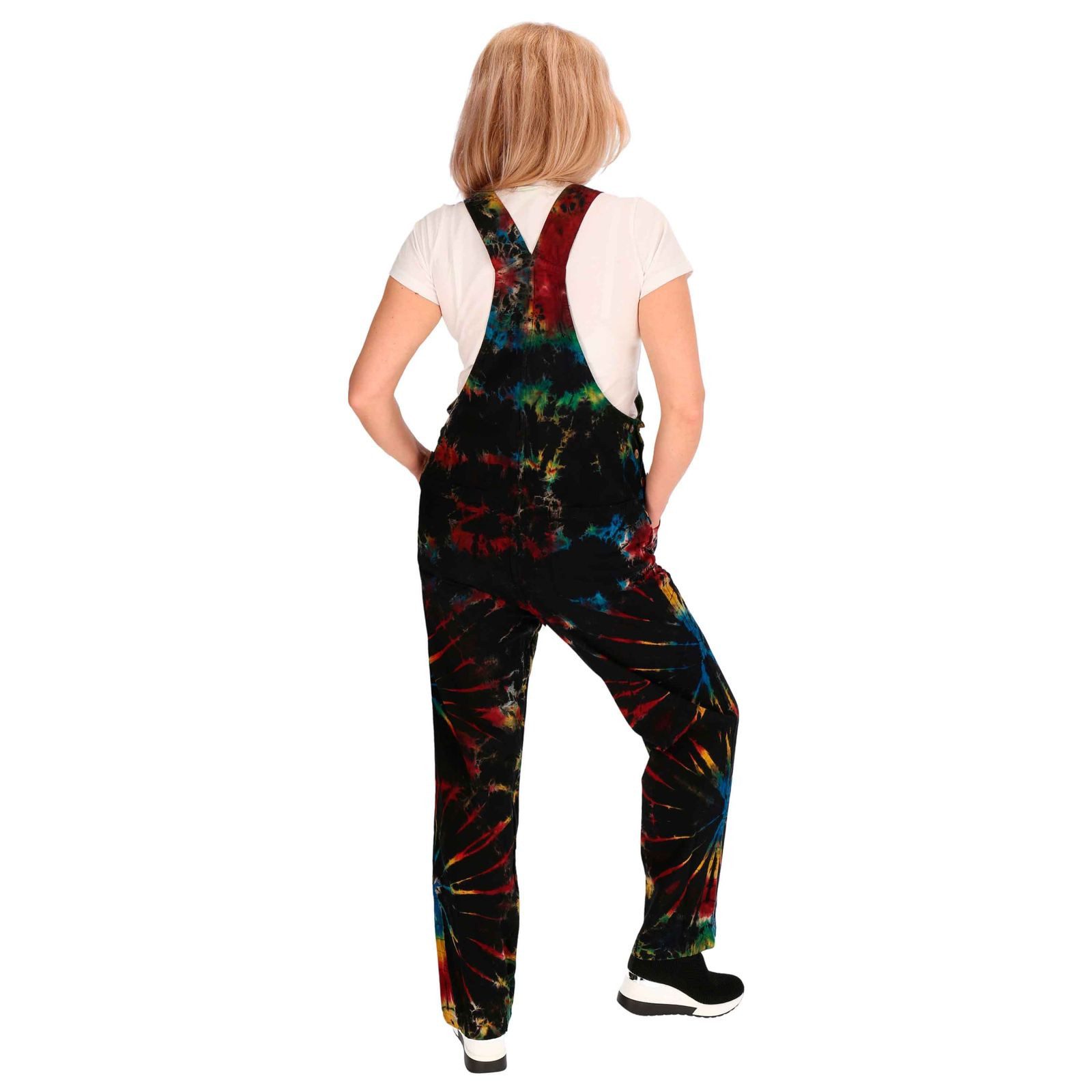 KUNST UND MAGIE Latzhose Tie Dye Batik Latzhose Haremshose Hose Psy 70er Boho Jumpsuit Bunt