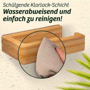 Praknu Toilettenpapierhalter Klopapierhalter ohne Bohren - Hält Sicher an der Wand (1-St), Bambus Holz aus Эко-товарer Forstwirtschaft