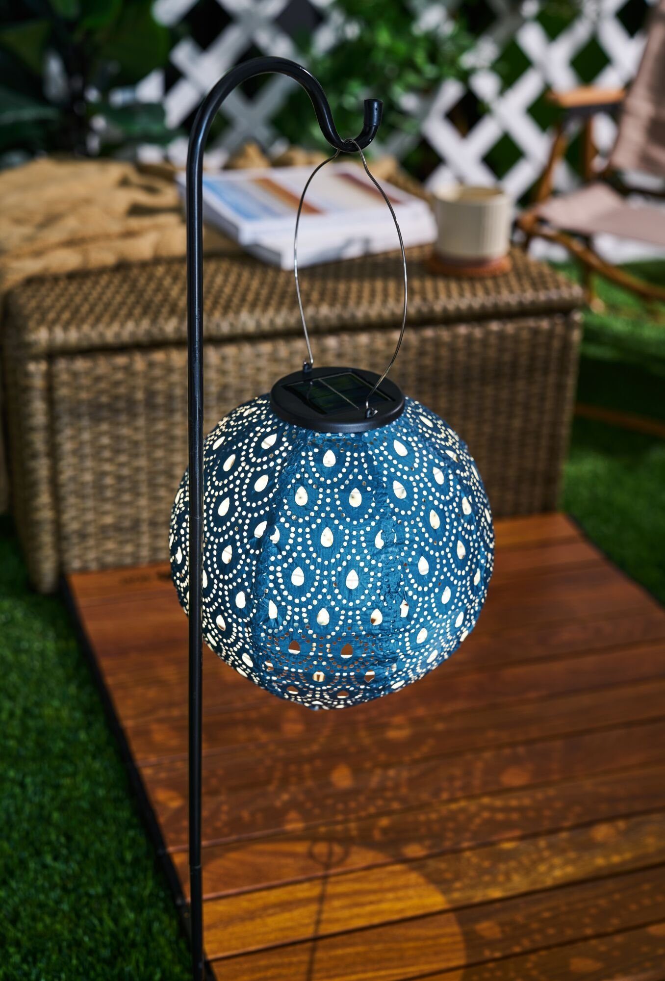 Pauleen LED Laterne Sunshine Charm blau Tyvek Solar integriert Lampion LED Vlies, fest