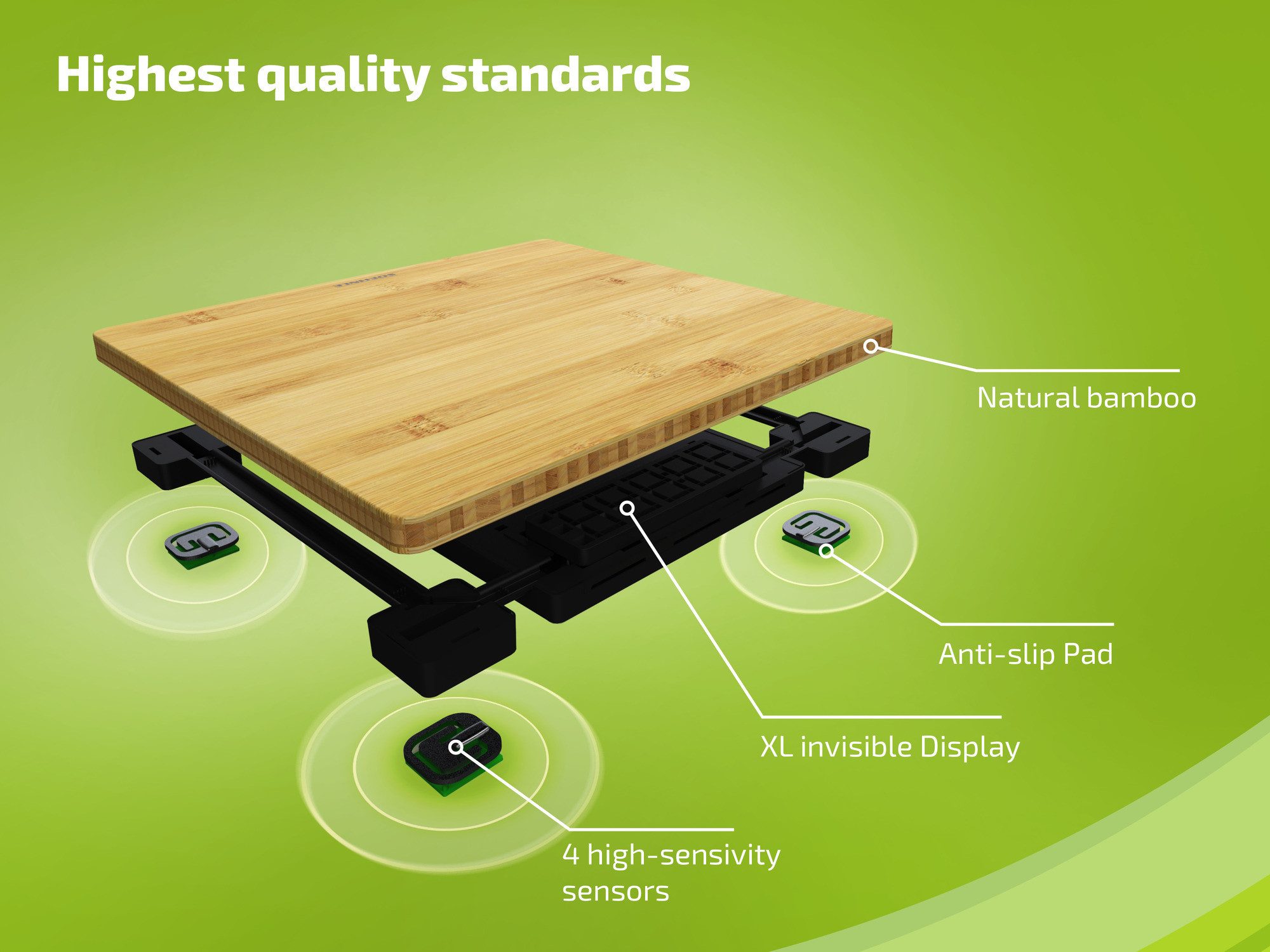 Soehnle Personenwaage Style Sense Bamboo Magic, 1-tlg., LED-Anzeige, bis 180kg, große Trittfläche aus Bambus, inkl. Batterien