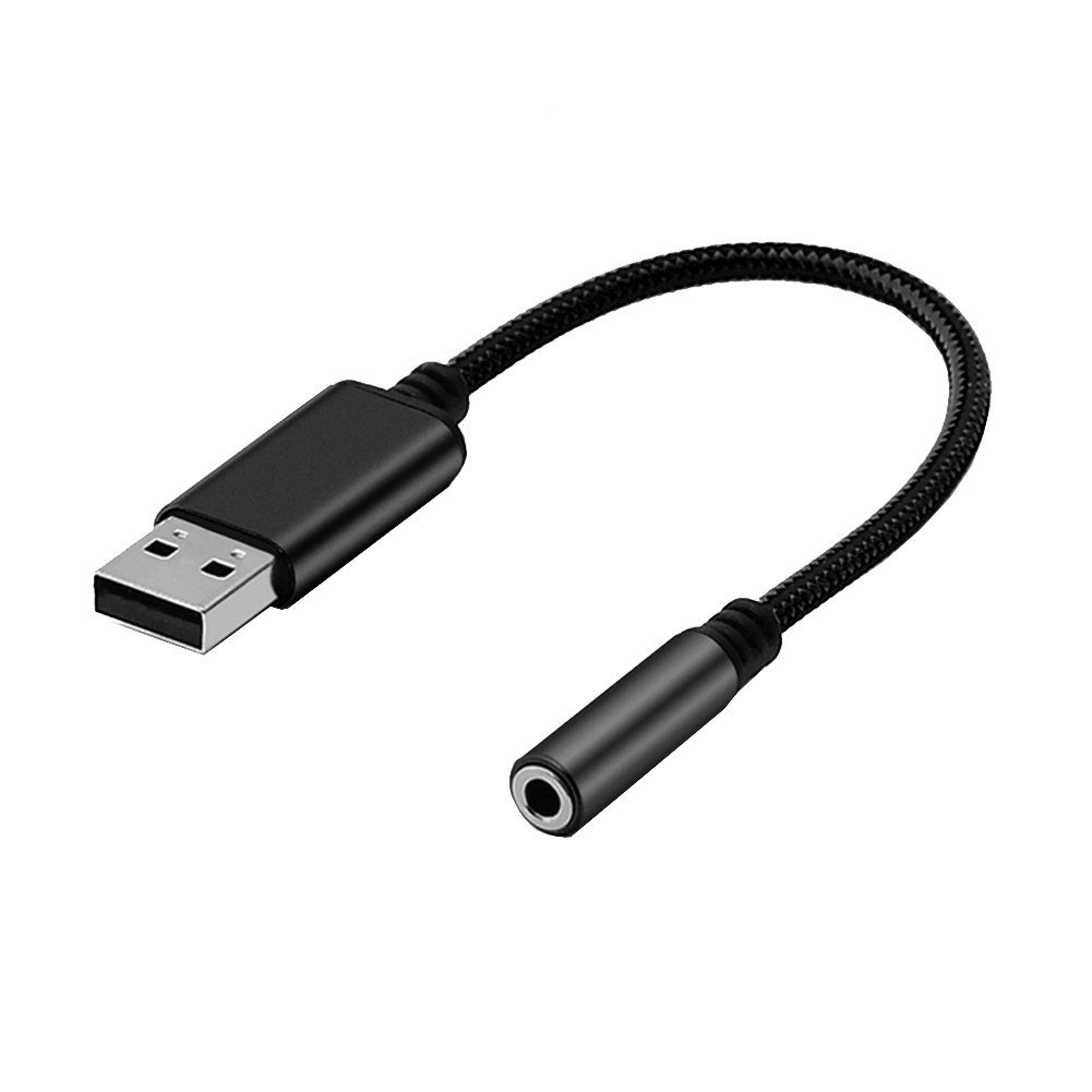 Bolwins L05 USB zu 3,5mm Audio Adapter Kabel f Kopfhörer Lautsprecher Mikrofon Audio-Kabel, USB Typ-A Stecker, 3,5 mm Klinkenbuchse (TRRS / TRS, CTIA & OMTP) (12.5 cm), USB-Soundkarte, 3,5 mm TRRS/TRS Audioadapter