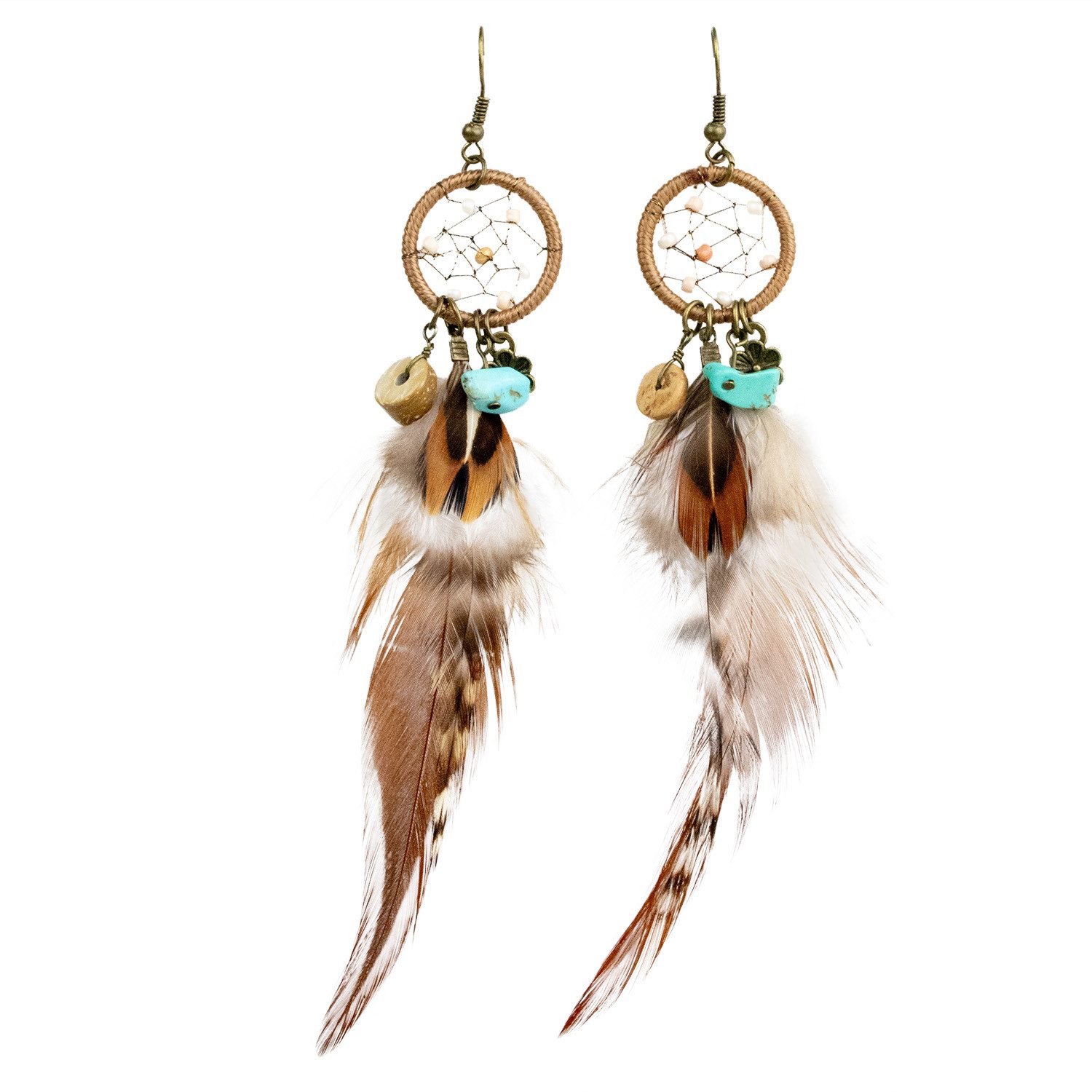 Das Kostümland Kostüm Feder Ohrringe Traumfänger zum Wilder Westen Kostü