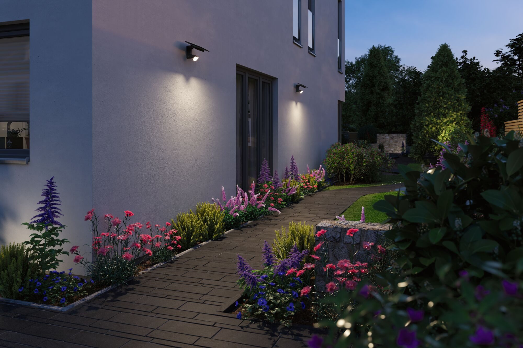 Paulmann Flutlichtstrahler Flotas IP65 3000K 700lm Anthrazit, LED fest integriert, Warmweiß, inkl. Dämmerungsgesteuerter Bewegungsmelder (HF)