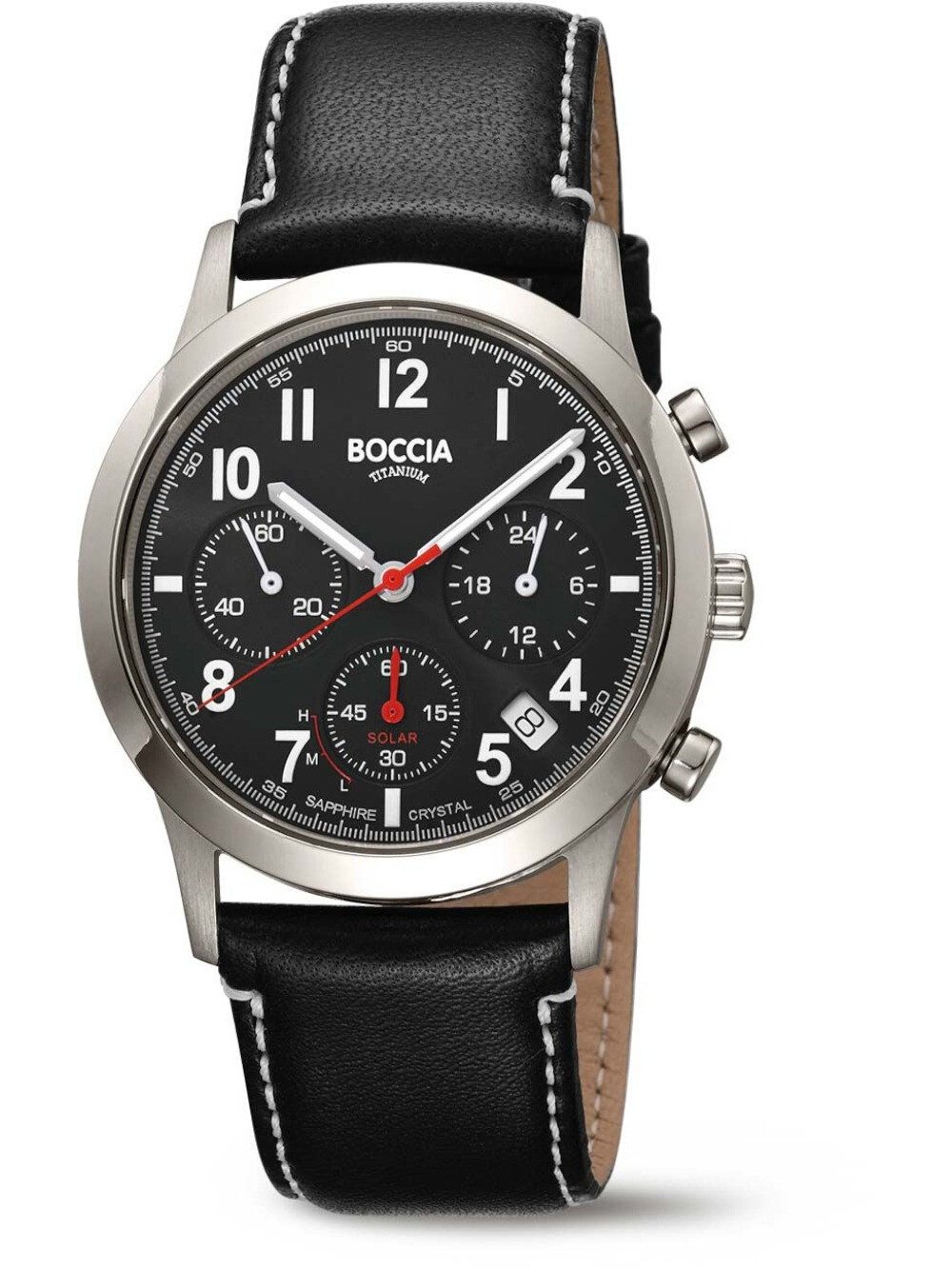 Boccia Quarzuhr Boccia 3735-01 Herrenuhr Titanium Solar Chronograph 40mm 5ATM Boccia 3735-01 Herrenuhr Titanium Solar Chronograph 40mm 5ATM