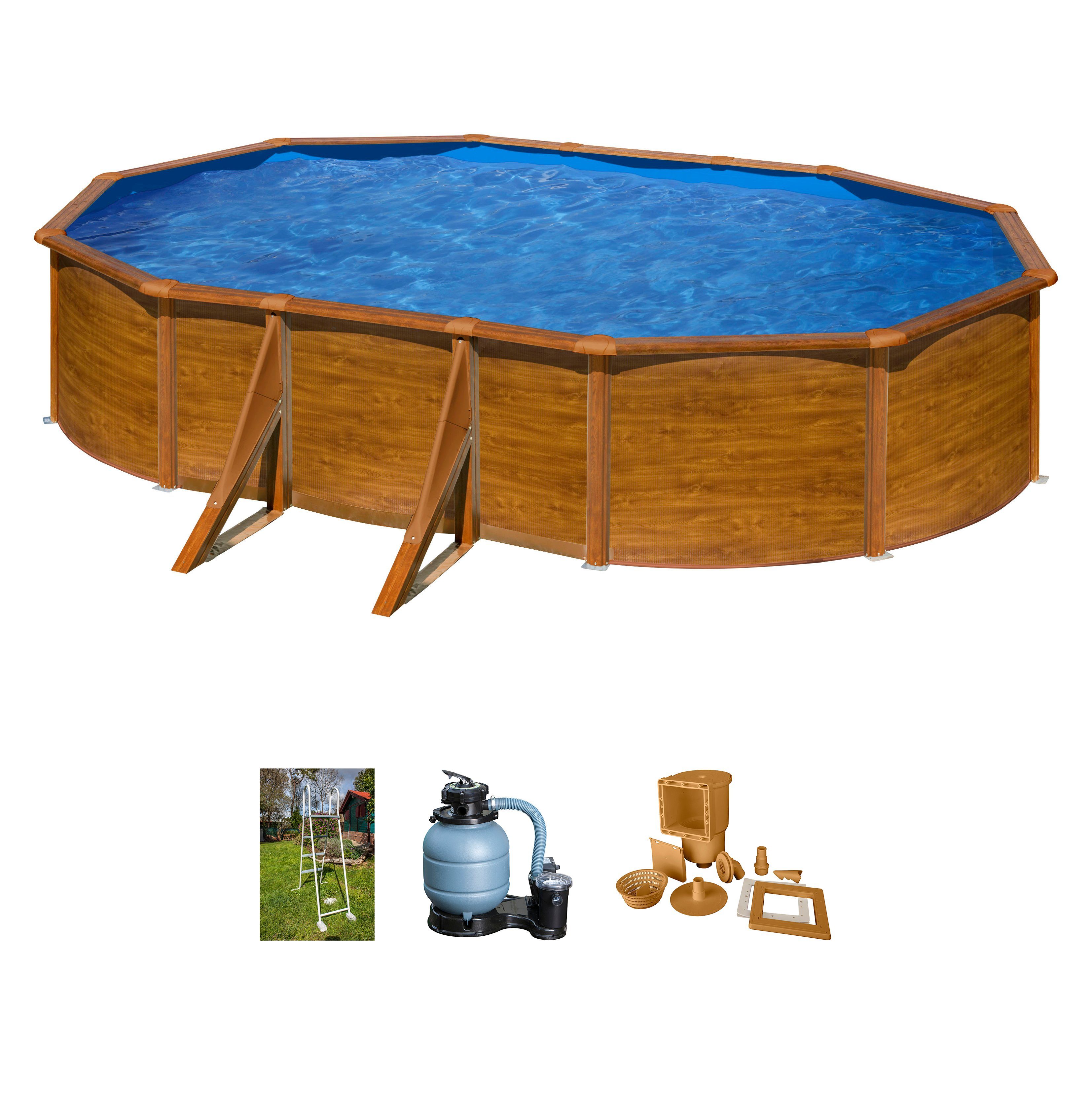 Gre Ovalpool PACIFIC (Komplett-Set, 4-tlg), Maße inkl. Stützen 500 x 500 x 120 cm