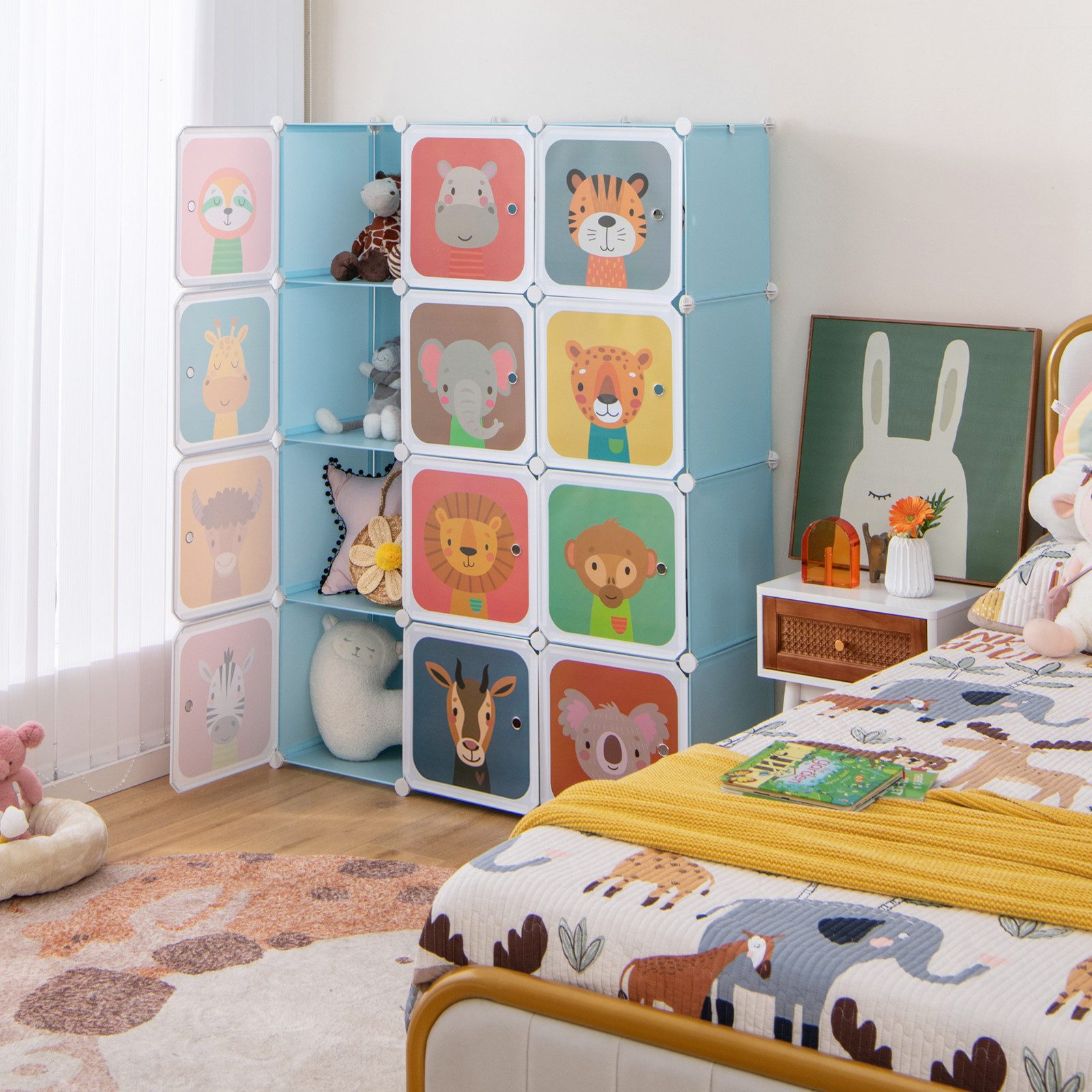 COSTWAY Kinderkleiderschrank mit 2 Kleiderstängen und günstig online kaufen