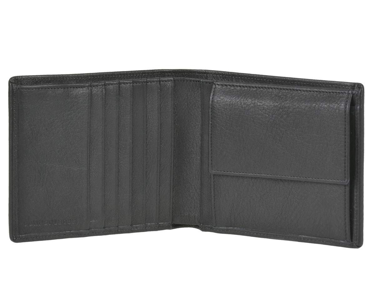 Herrenbörse, Sonnenleder edel Portemonnaie, Trave, 12x10cm, sehr Querformat Geldbörse schwarz